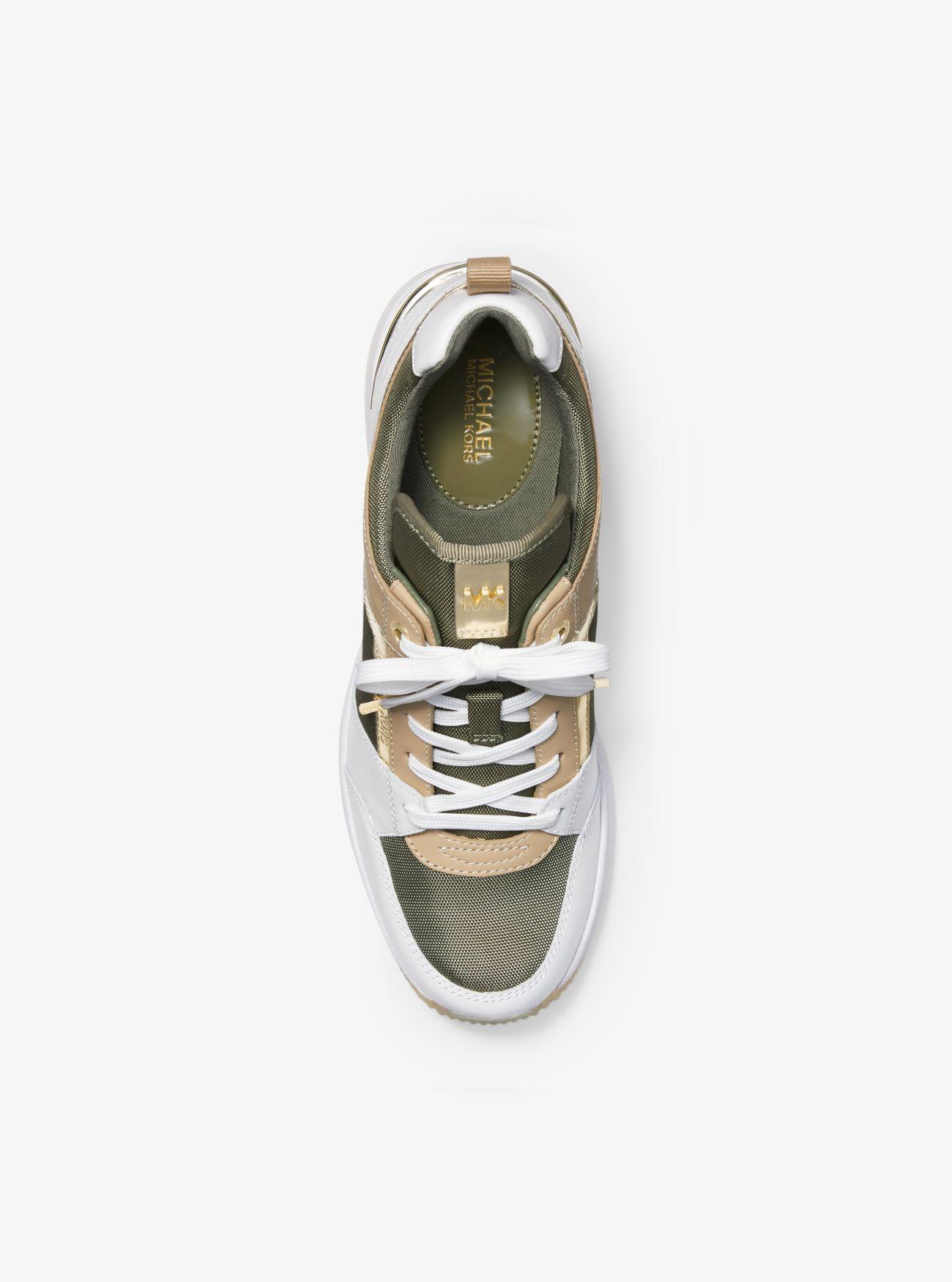 Michael Kors Georgie Canvas And Leather Trainer in Green - Lyst