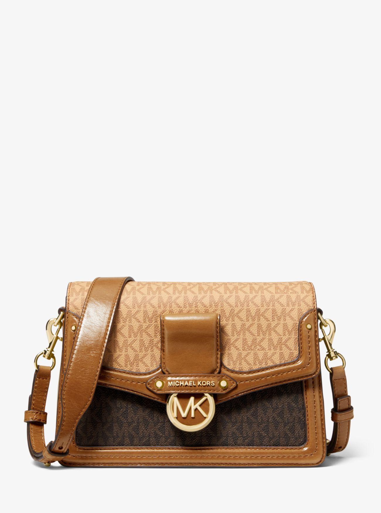 Michael Kors Jessie Medium Two-tone Logo And Leather Shoulder Bag in ...