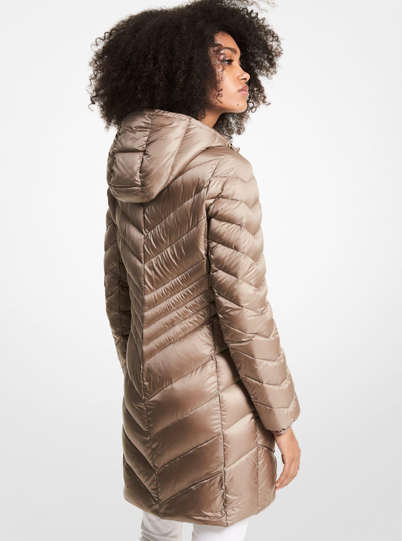 Michael Kors Quilted Nylon Packable Puffer Coat in Brown | Lyst UK