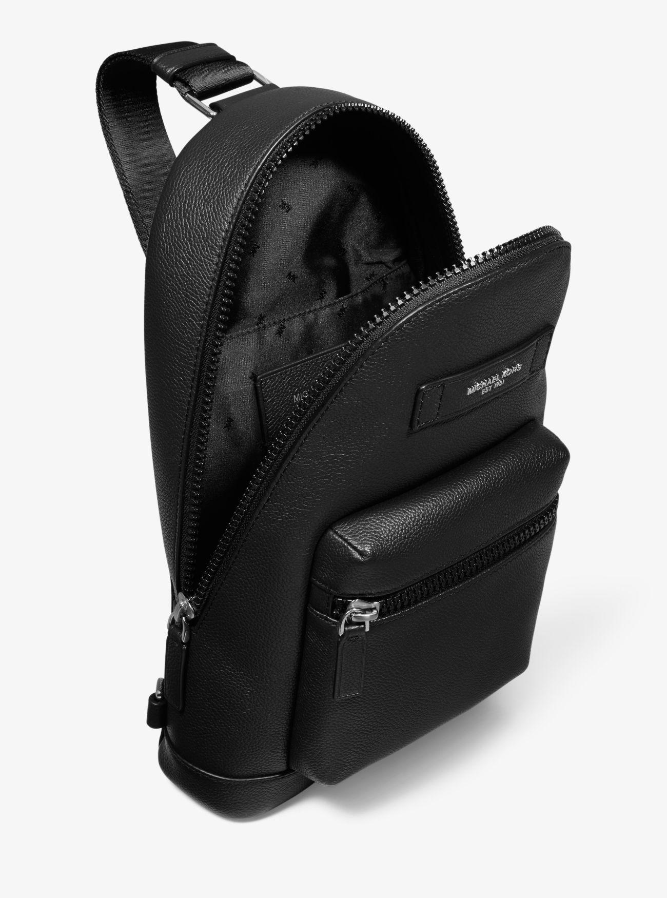 Michael Kors Pebbled Leather Sling Pack in Black for Men | Lyst