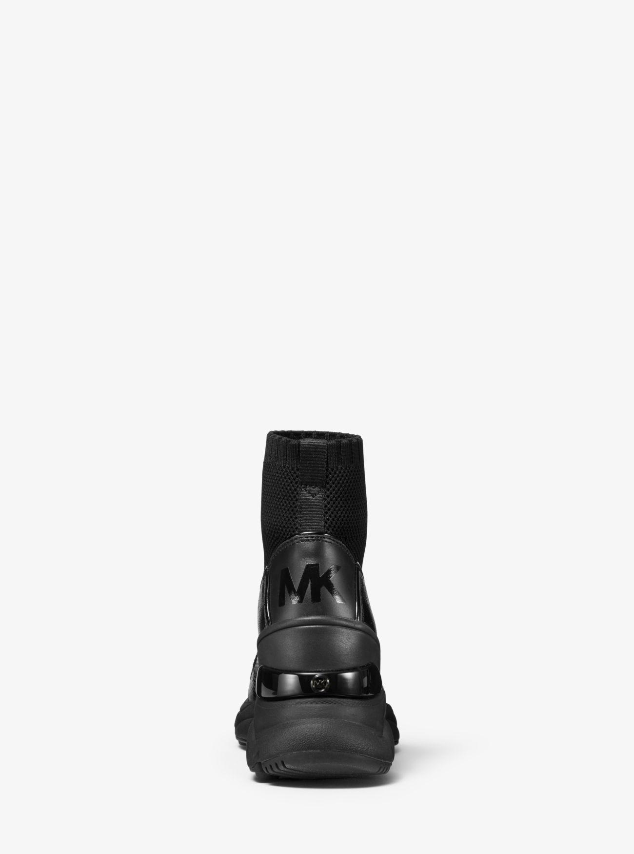 mickey stretch knit and leather sock sneaker