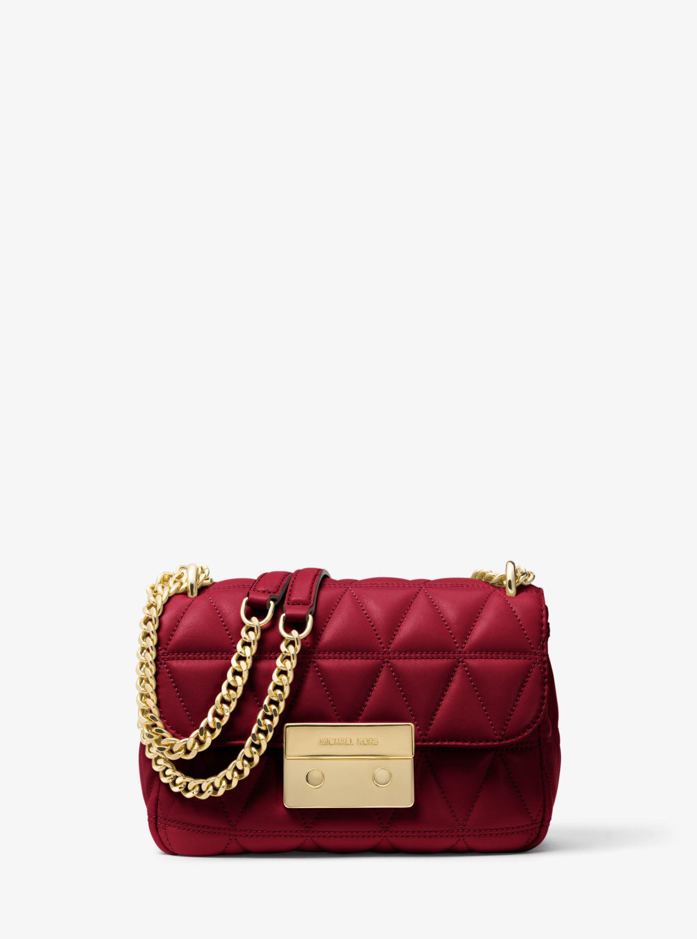Michael Kors Sloan Small Quilted Leather Crossbody Bag in Maroon (Red