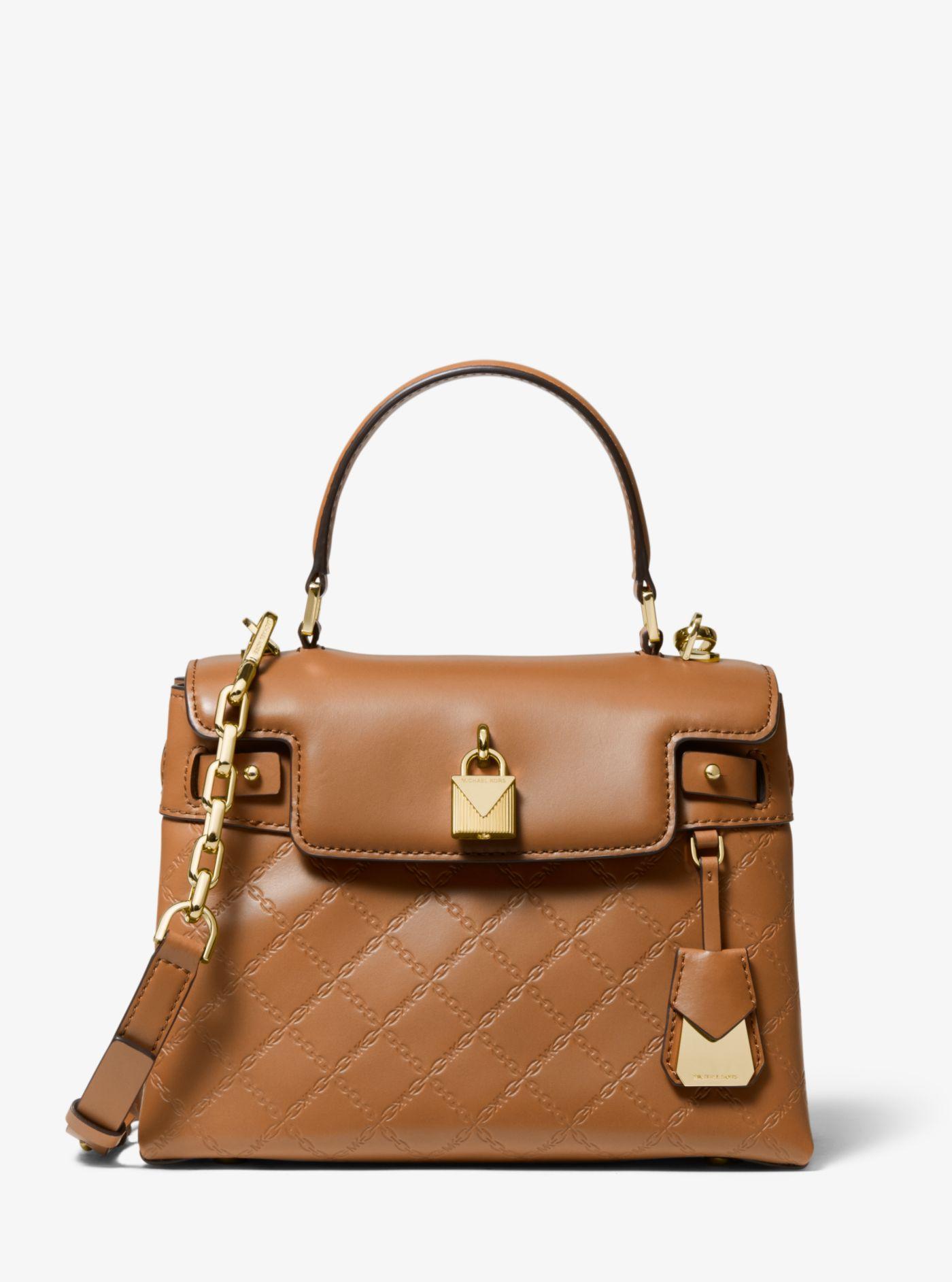 gramercy chain embossed leather satchel