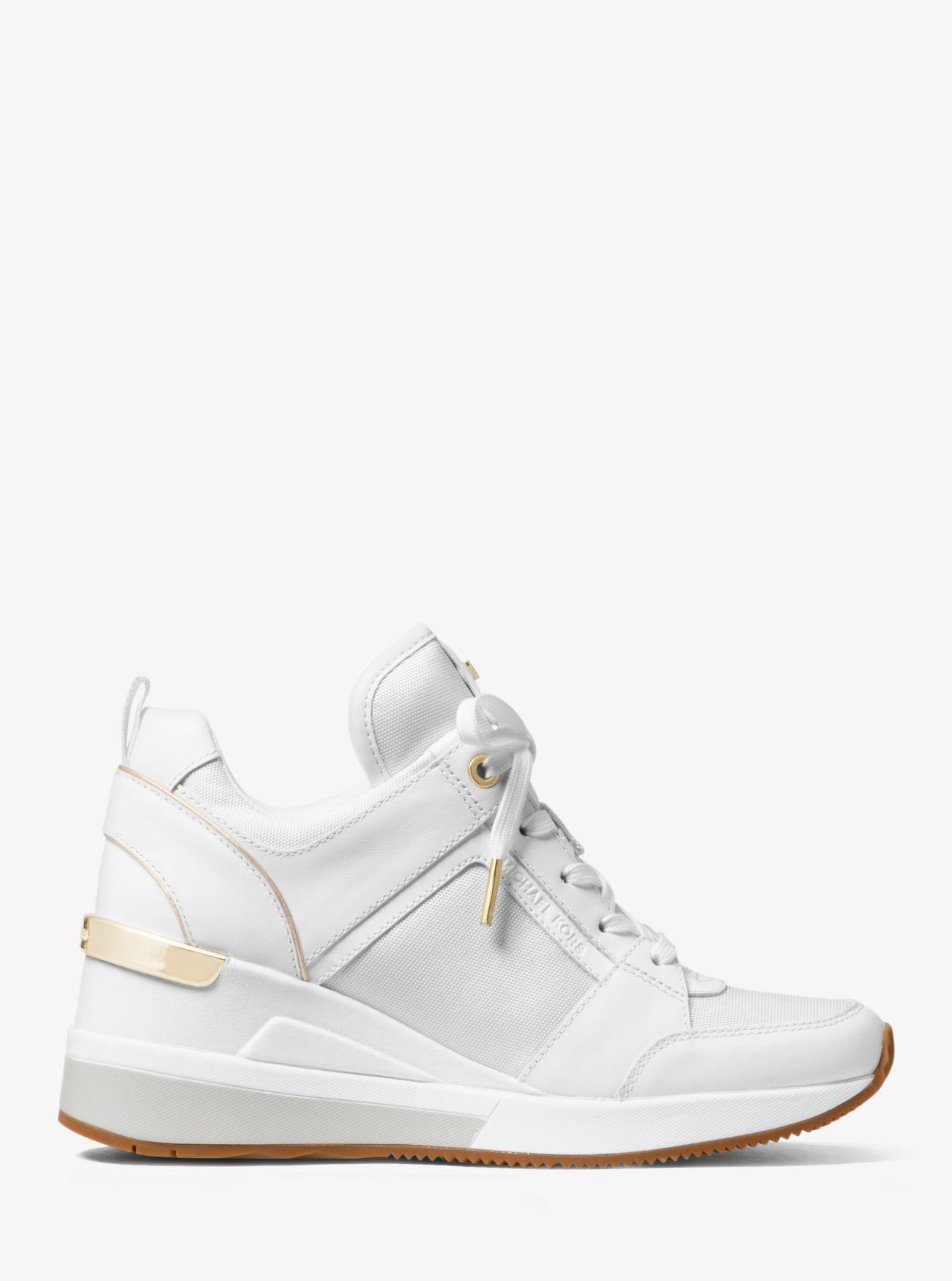 Michael Kors Georgie Canvas And Leather Sneaker in White | Lyst UK