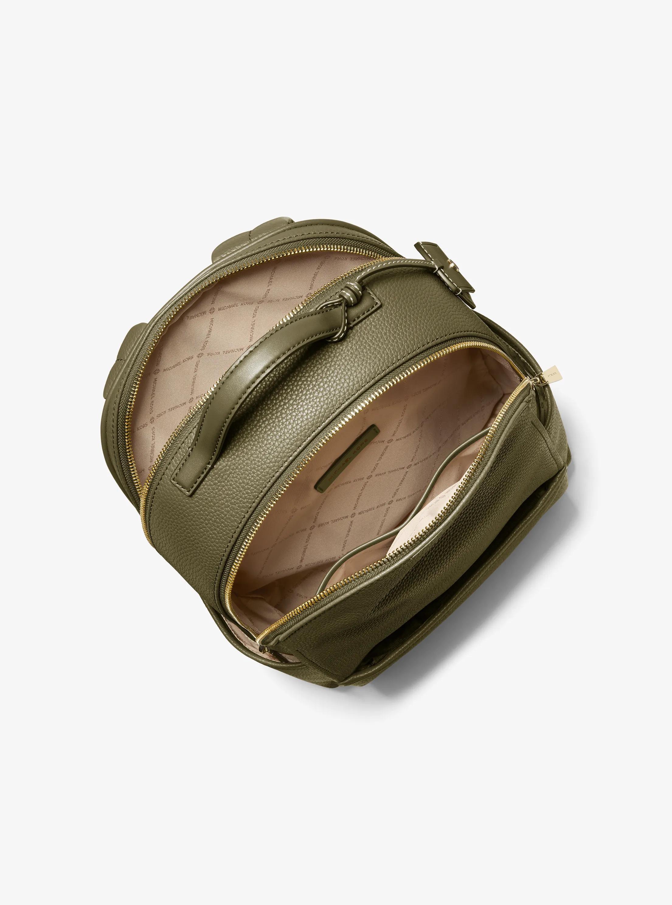 Michael Kors Olive Green Pebbled Leather Mini Backpack PEBBLE MINI BACKPACK OLIVE GREEN - Vegan Leather Backpack  main image 3