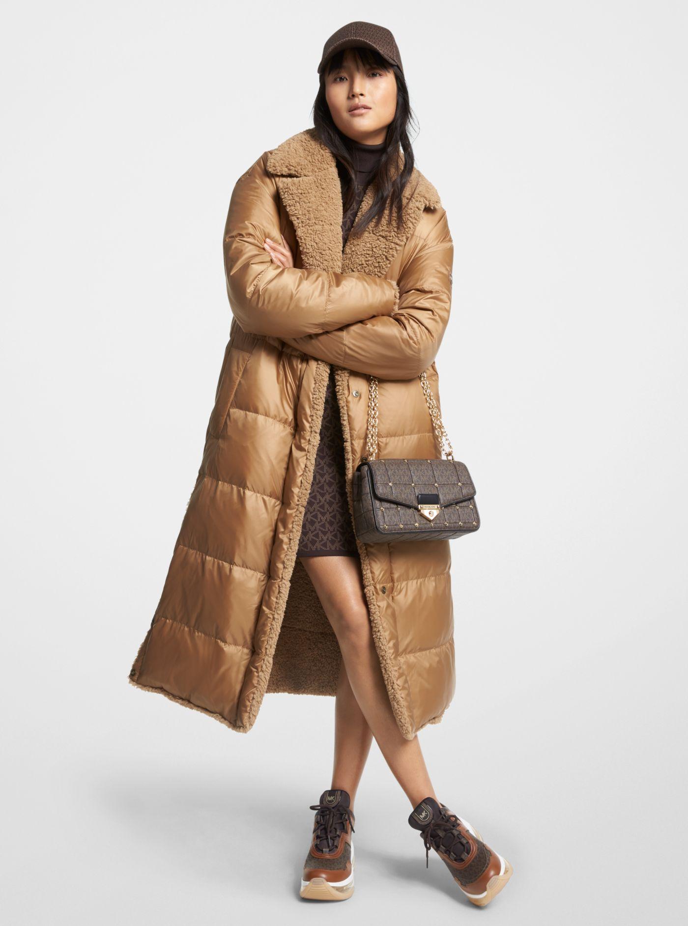 Michael Kors Quilted Ciré And Faux Shearling Reversible Puffer Coat in  Brown | Lyst