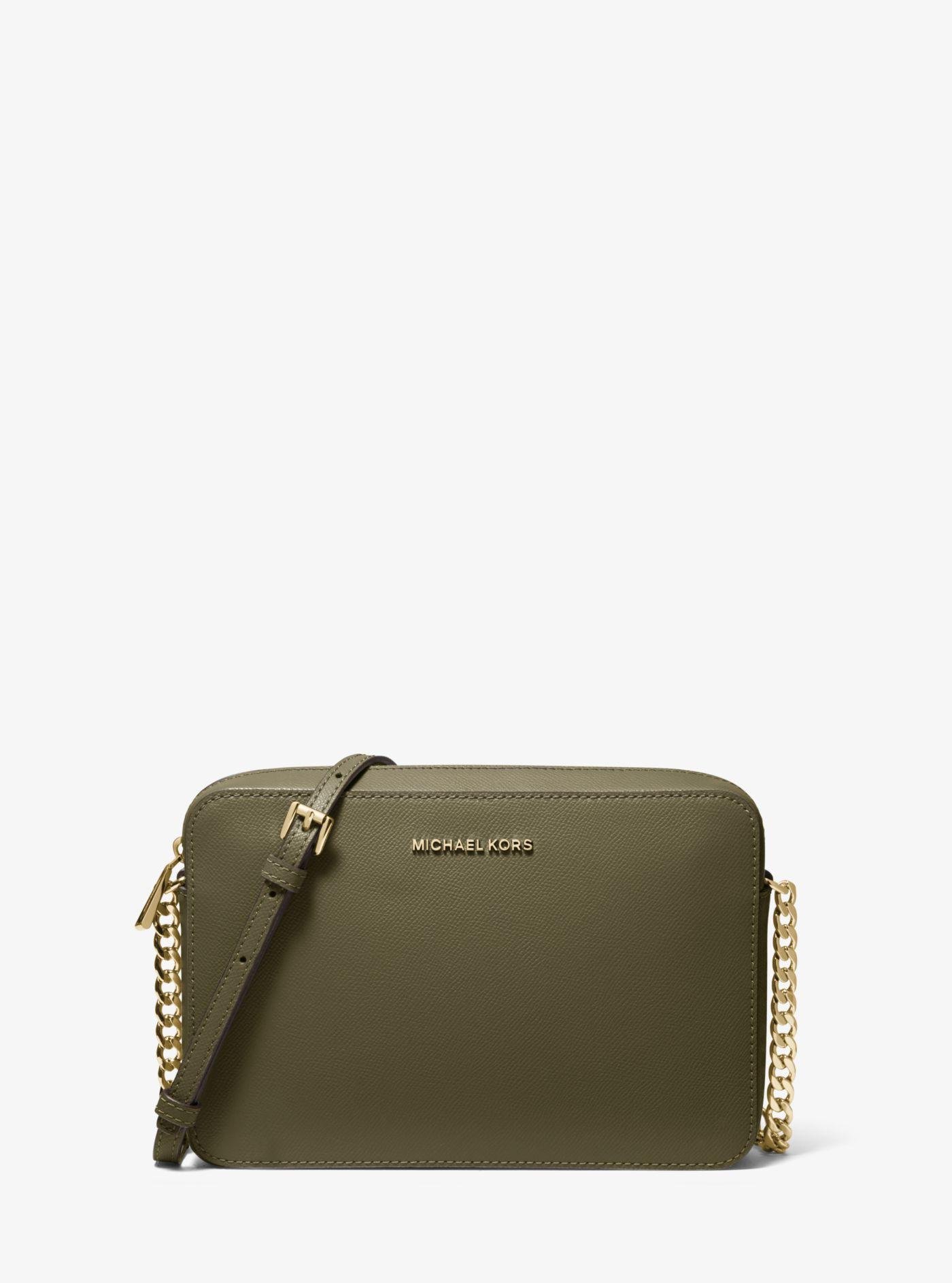 Michael Kors Jet Set Large Saffiano Leather Crossbody Bag in Olive (Green)  - Lyst
