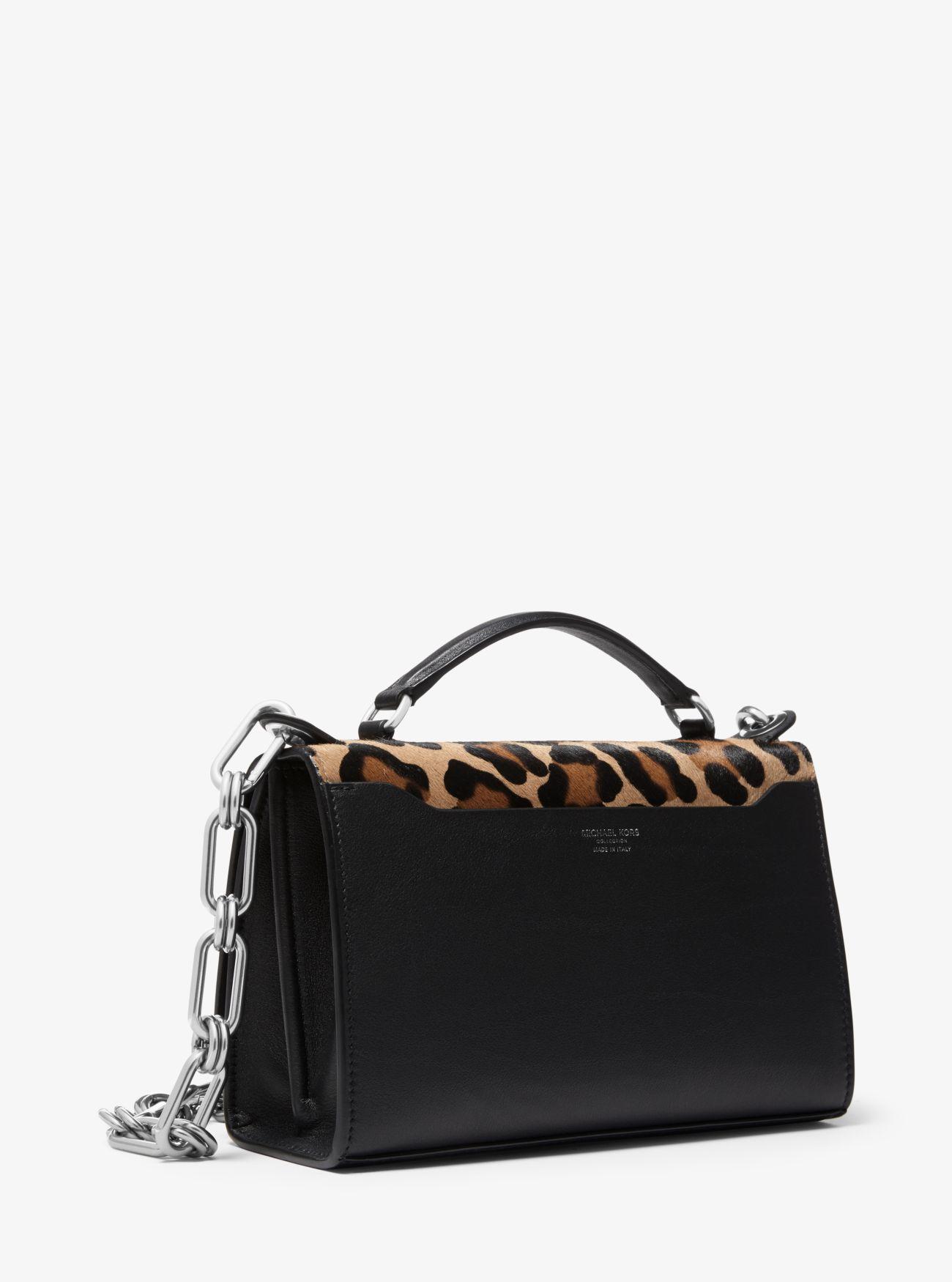 Michael Kors Leather Bancroft Leopard Calf Hair Shoulder Bag Lyst