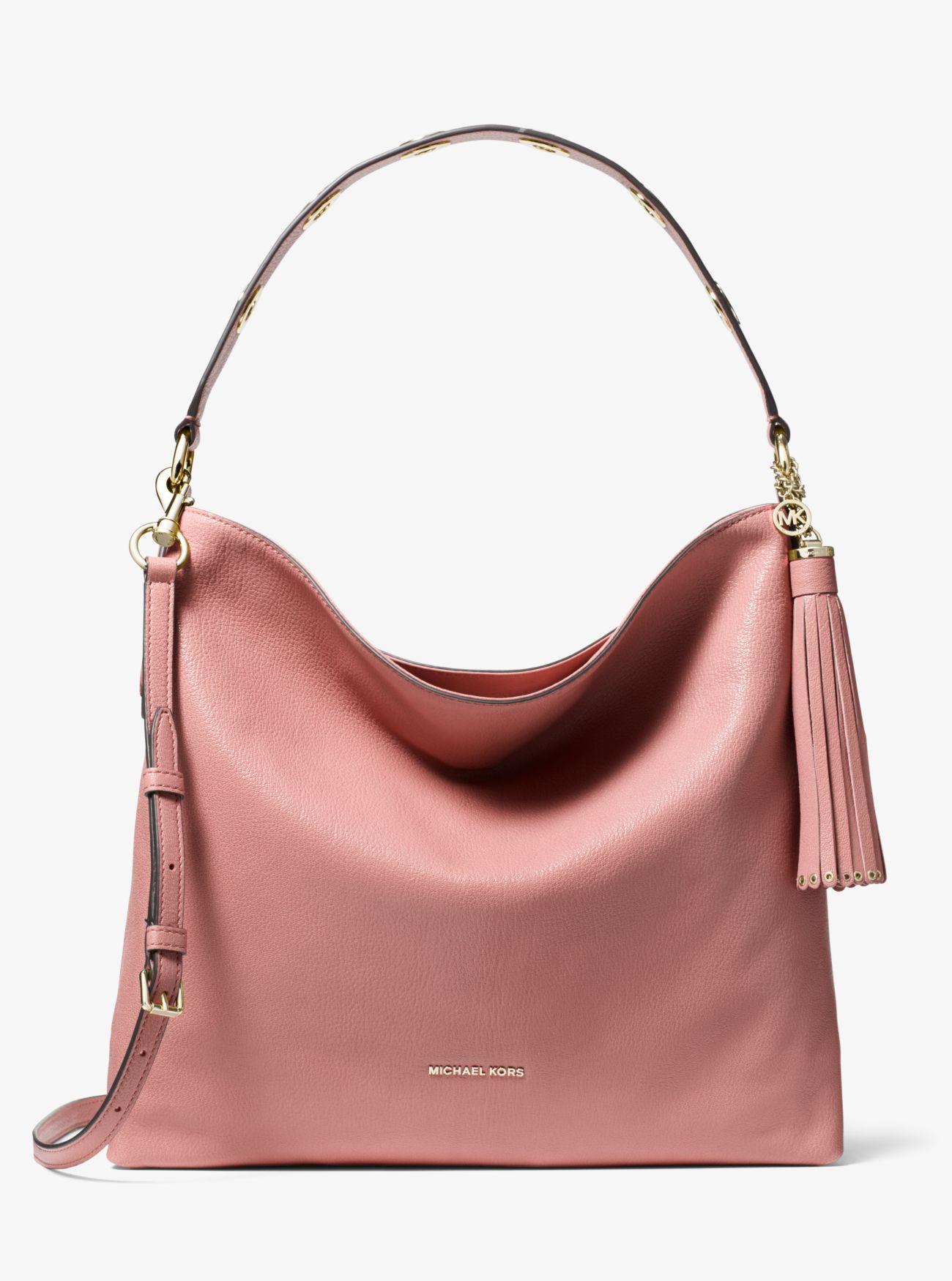 MICHAEL Michael Kors Brooklyn Large Pebbled Leather Shoulder Bag in Pink -  Lyst