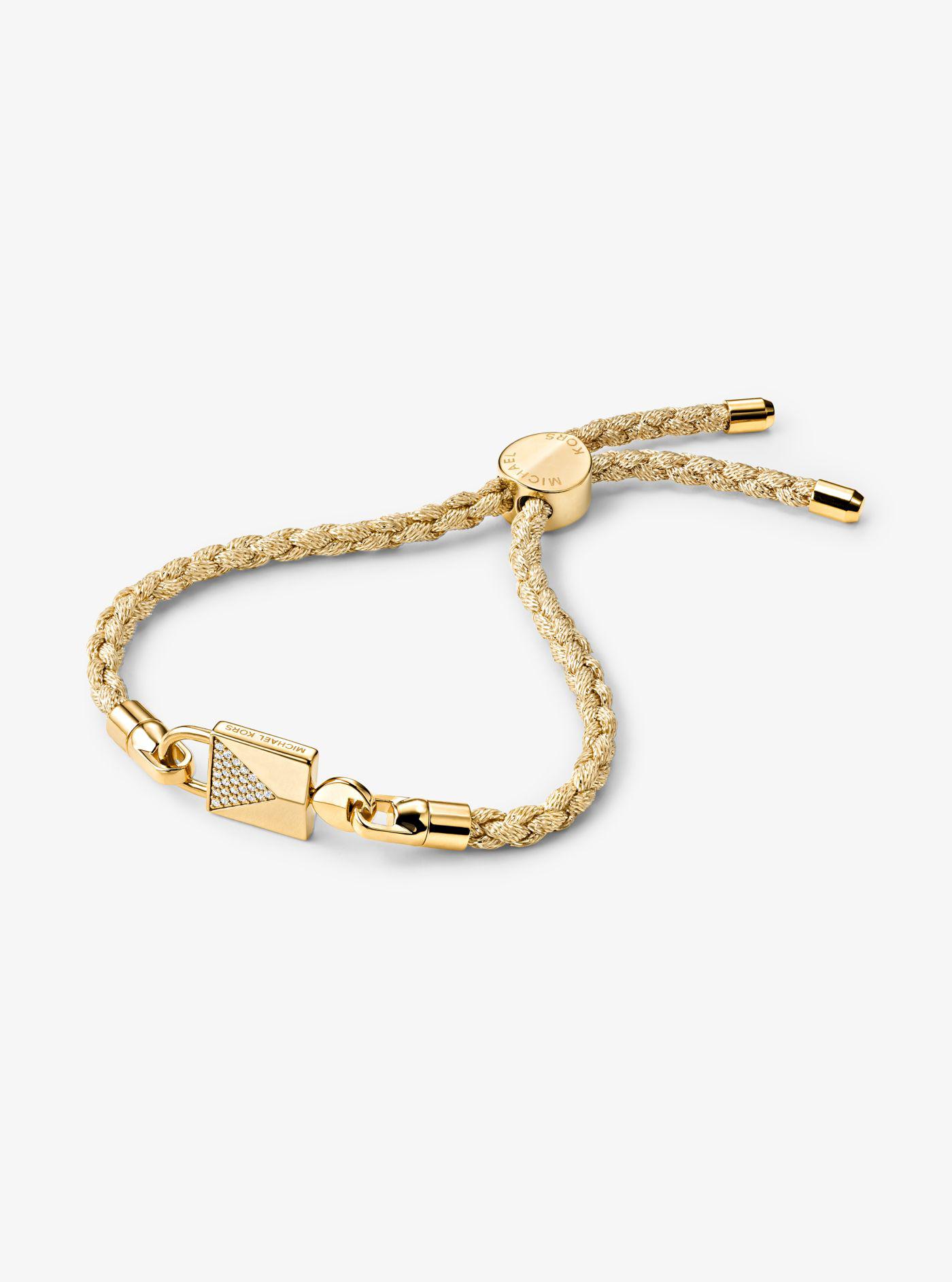 Michael Kors 14k Goldplated Sterling Silver Lock And Cord Bracelet Set