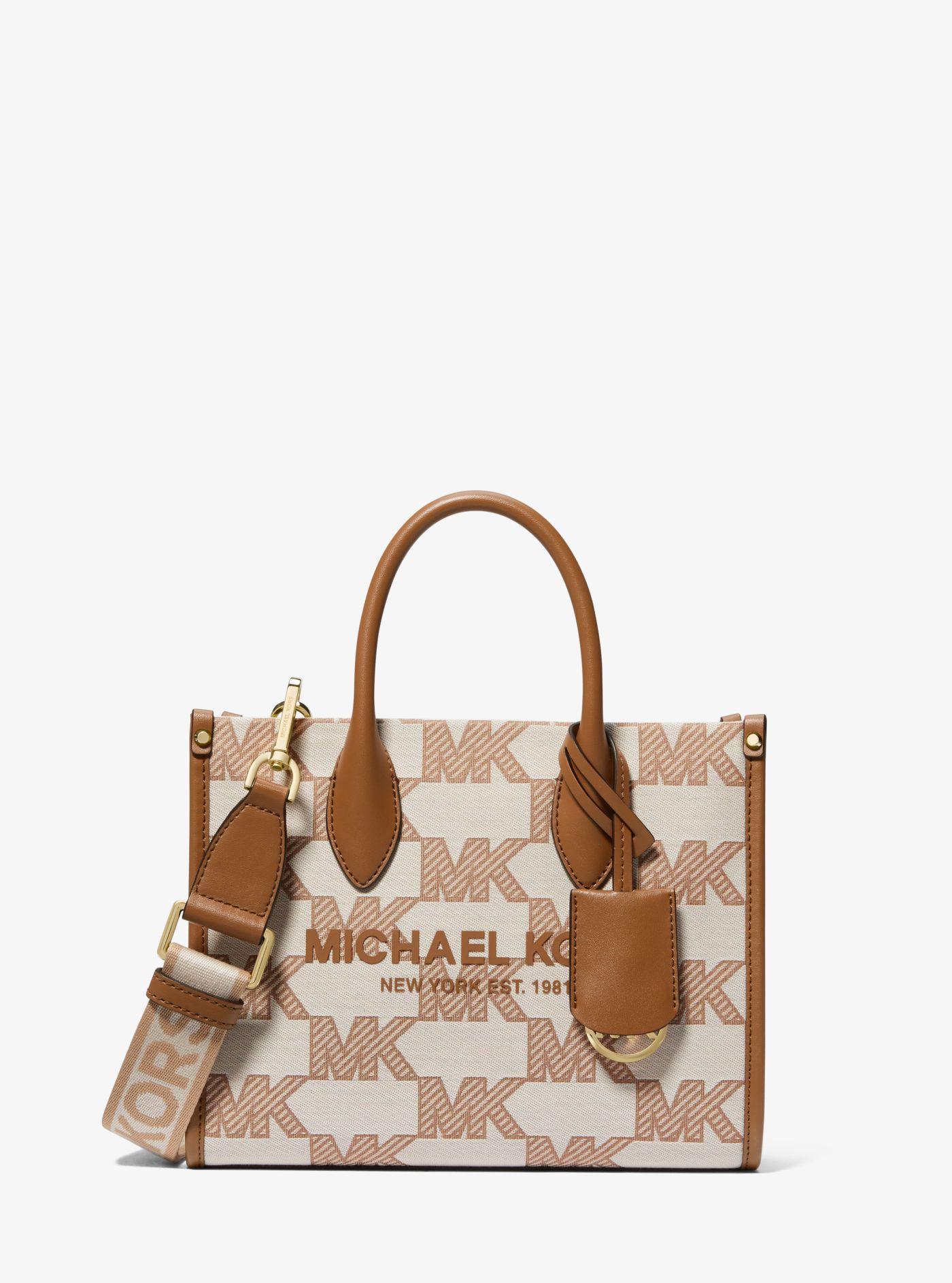 Michael Kors Mirella Small Logo Jacquard Crossbody Bag in Natural | Lyst