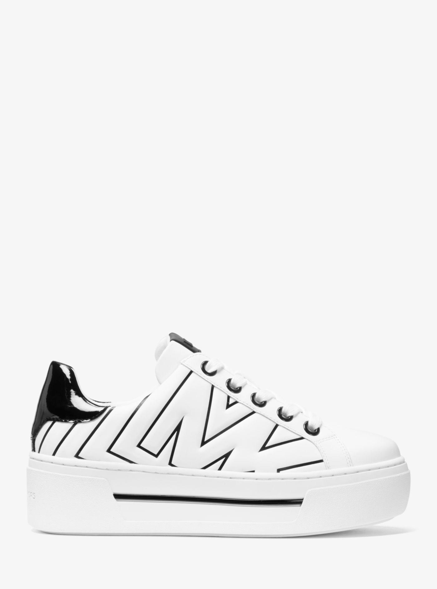 ashlyn embossed logo leather platform sneaker