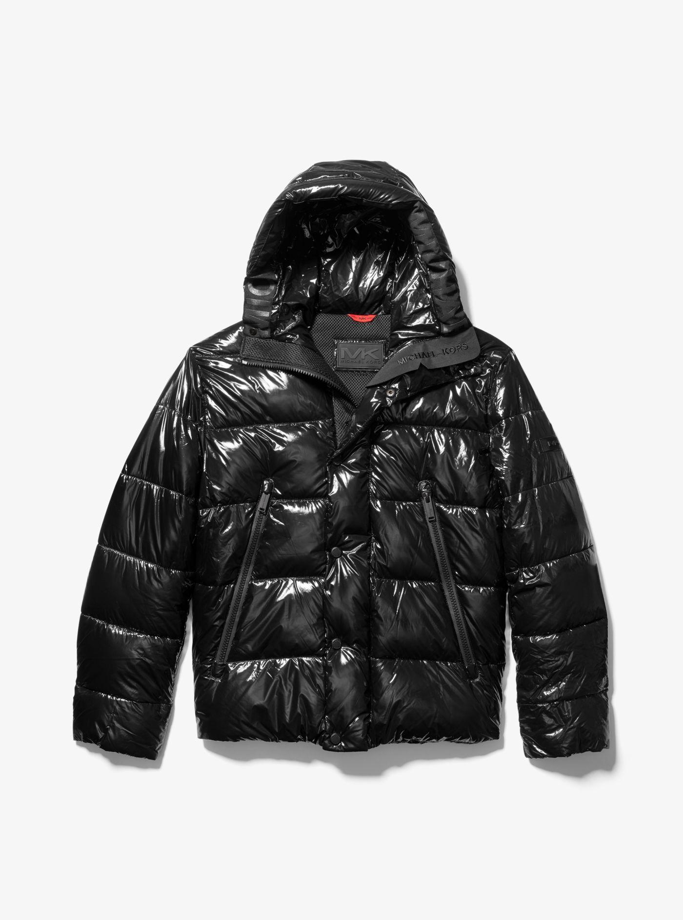 Michael Kors Synthetic Metallic Ciré Hooded Puffer Jacket in Black - Lyst