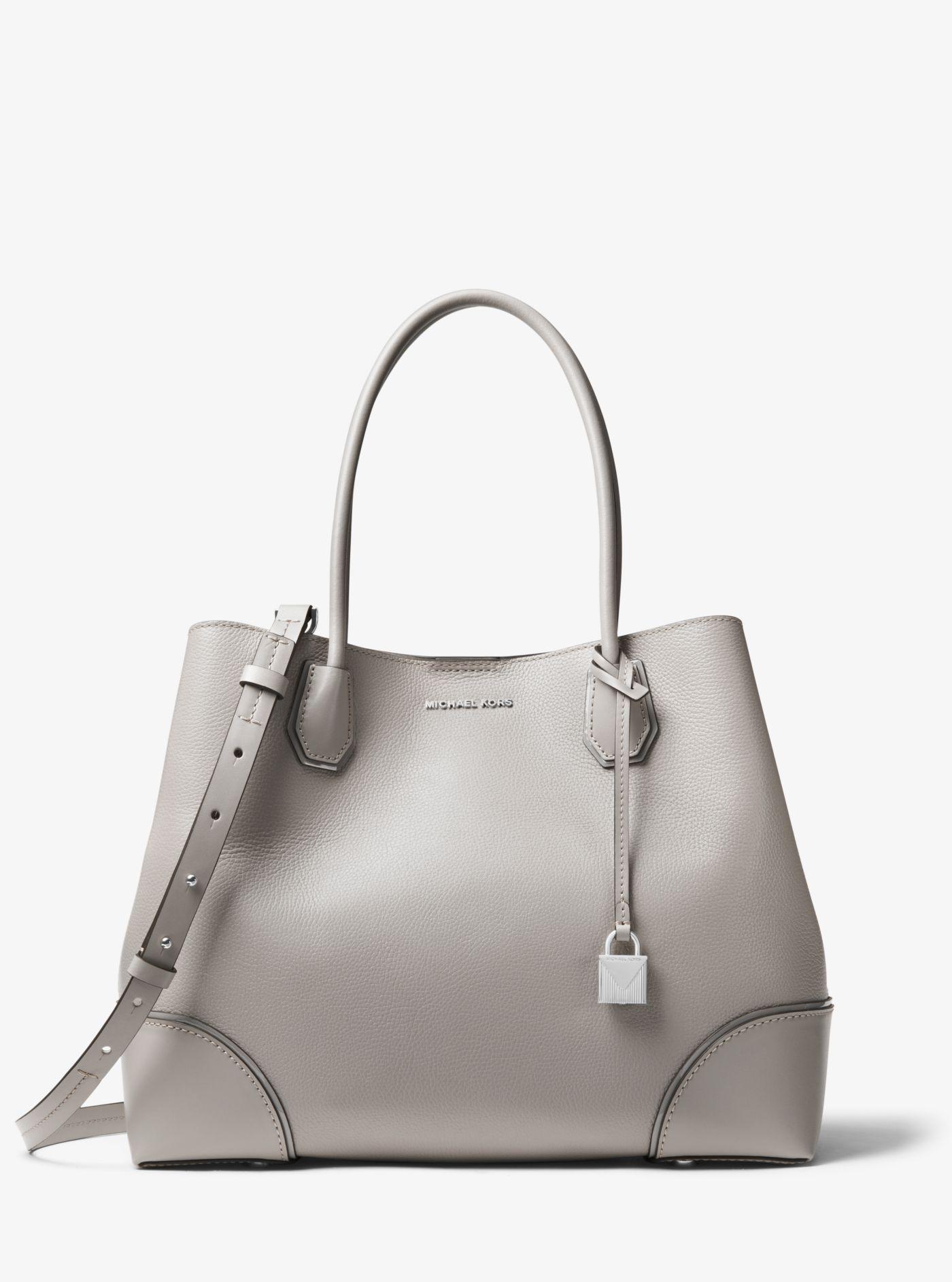 Michael Kors Mercer Gallery Large Pebbled Leather Satchel in Pearl Grey  (Gray) | Lyst
