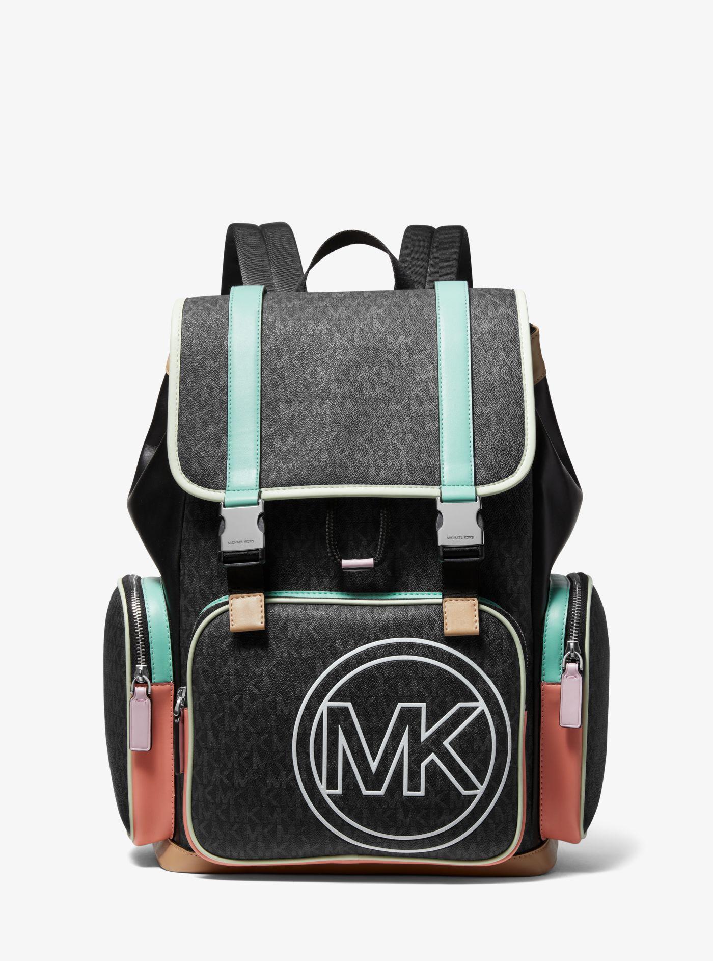 Michael Kors Cooper Logo And Color-block Faux Leather Backpack in Black