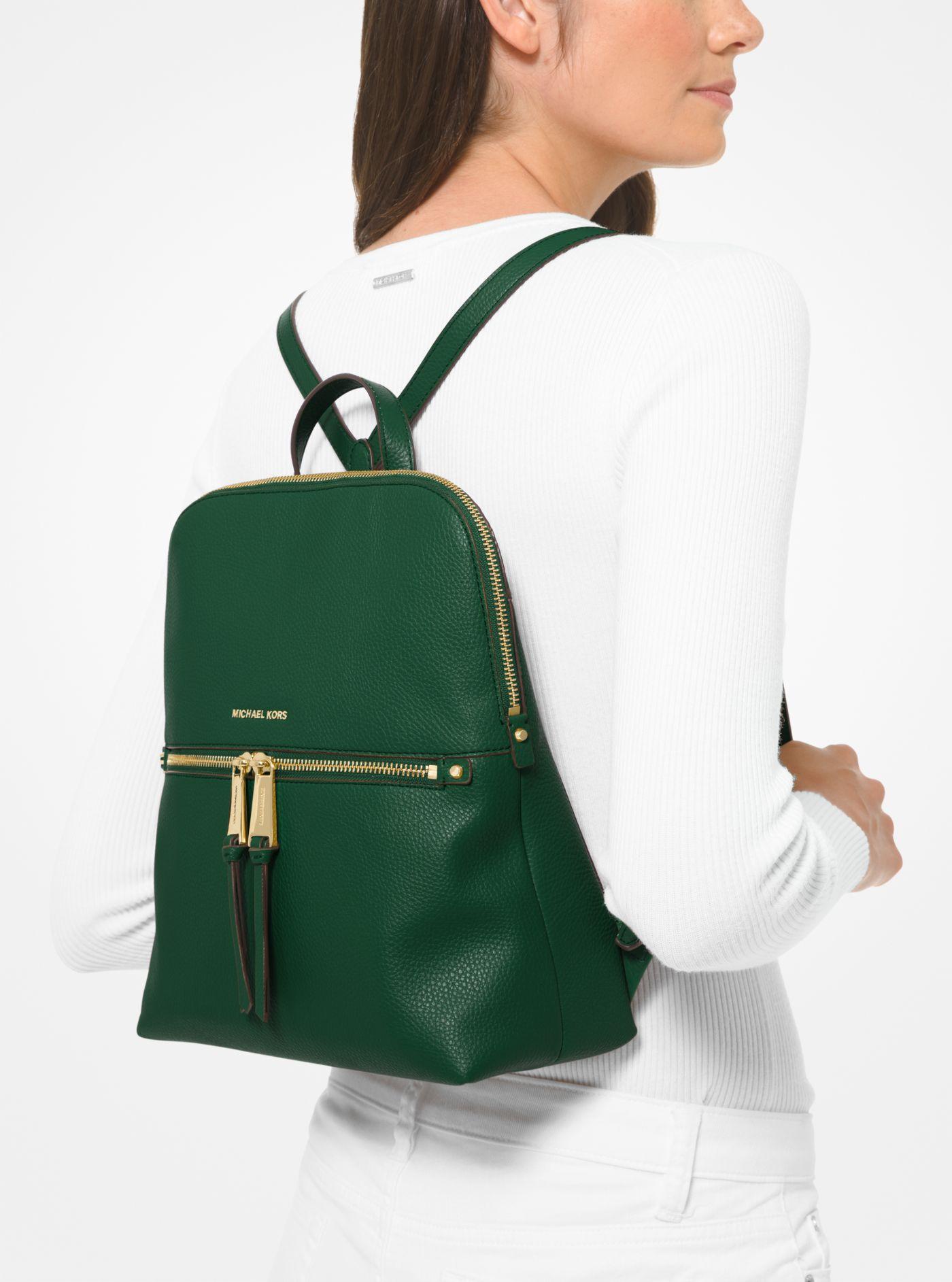 rhea slim pebble leather backpack