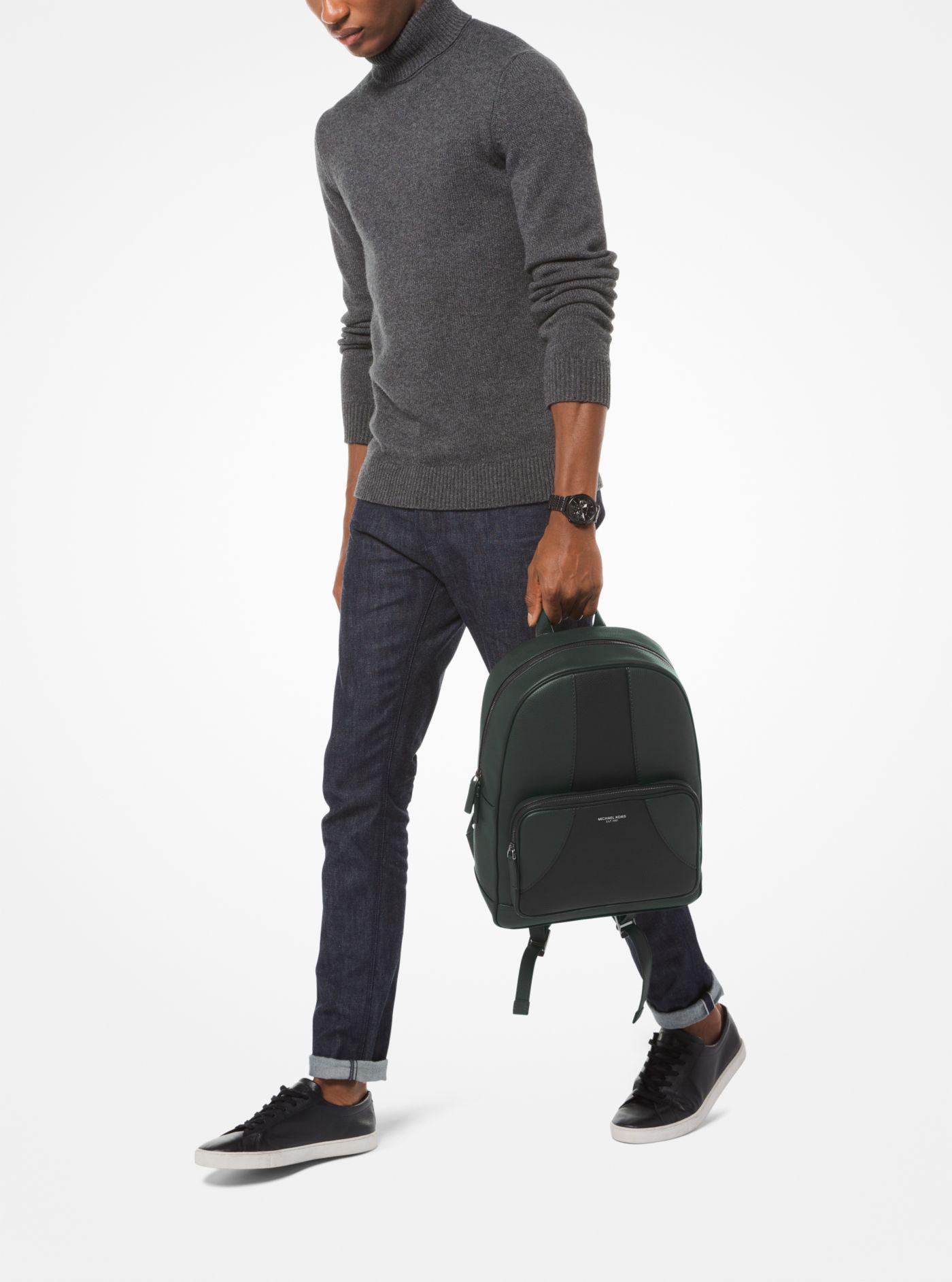 bryant retro stripe leather backpack