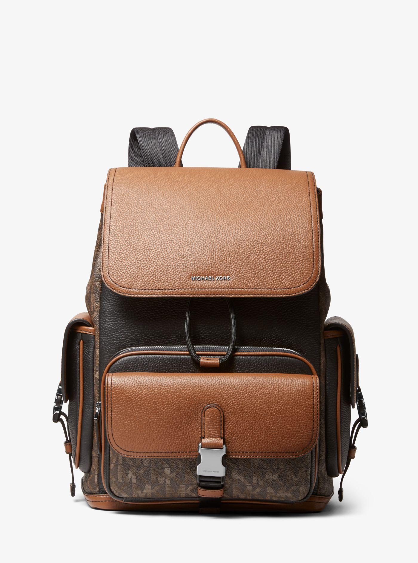 Michael Kors Hudson Logo And Leather Backpack in Brown for Men Lyst