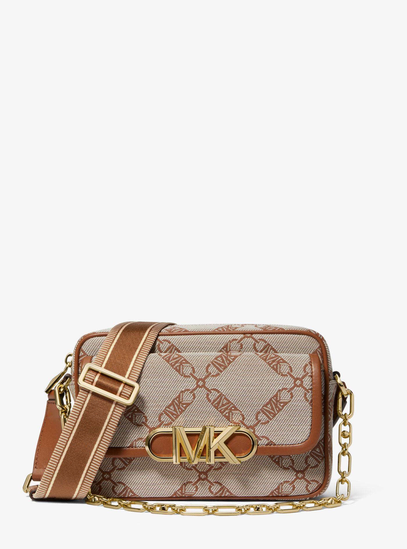 Michael Kors Parker Medium Empire Logo Jacquard Crossbody Bag in Brown ...