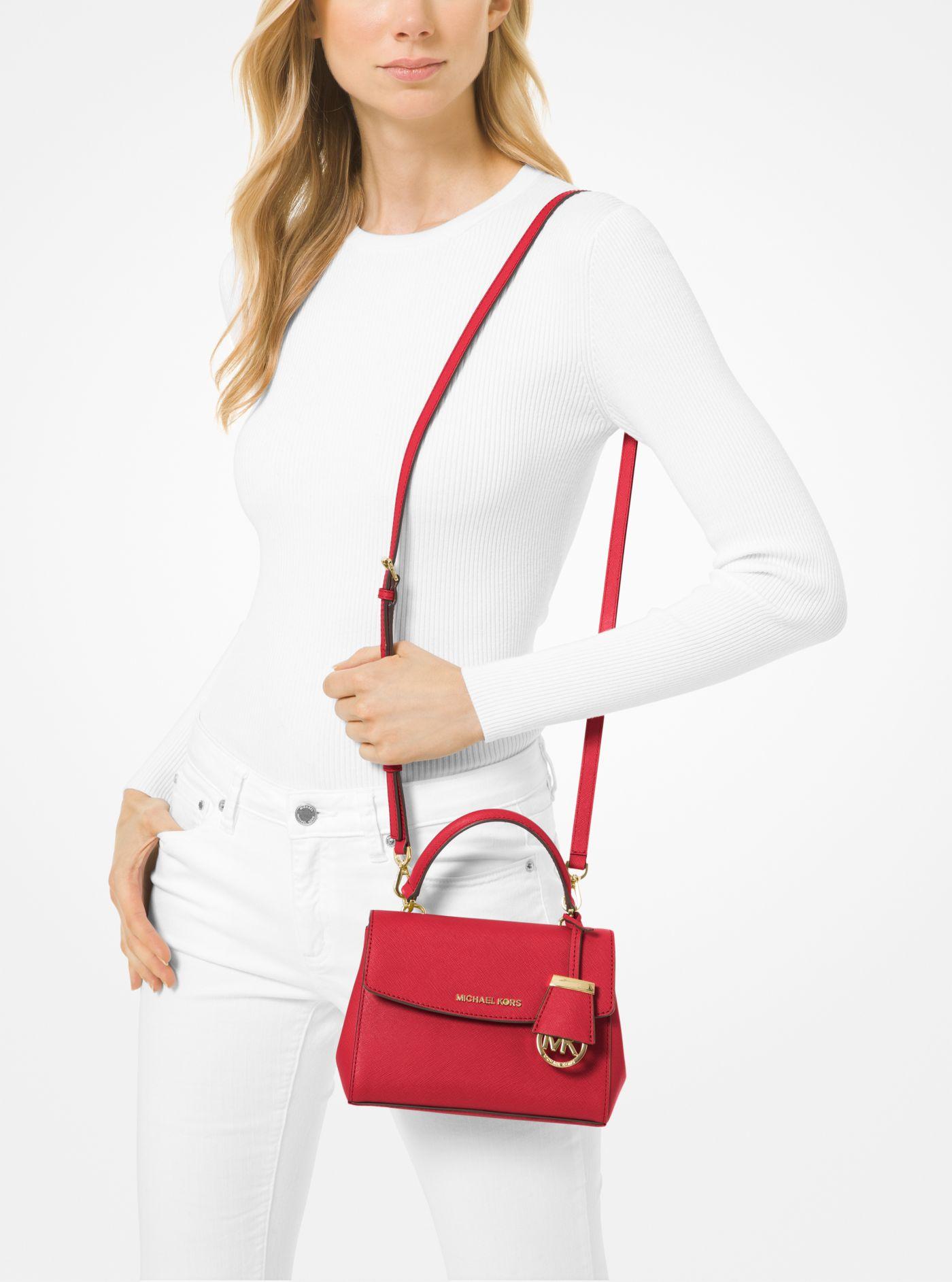 Michael Kors Ava Extra-small Saffiano Leather Crossbody in Red | Lyst
