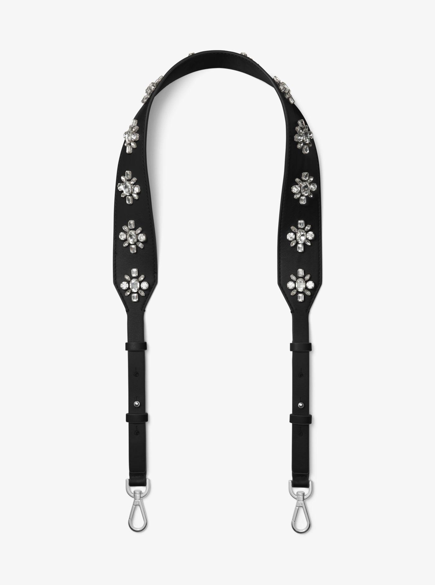 Michael Kors Floral-embellished Leather Handbag Strap in Black | Lyst