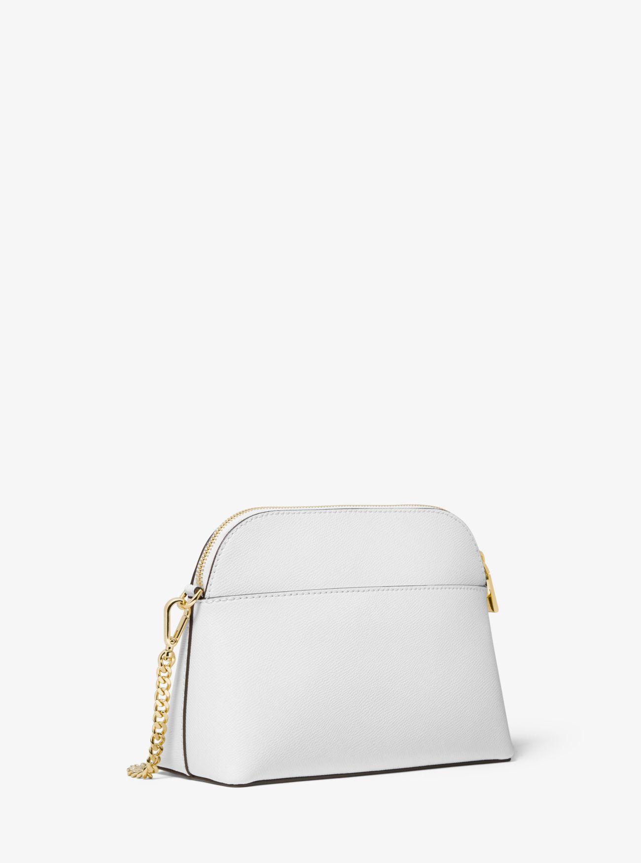Michael Kors Large Crossgrain Leather Dome Crossbody Bag in White - Lyst