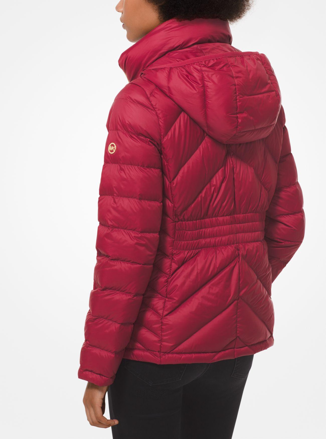 Michael Kors Synthetic Quilted Nylon Packable Hooded Puffer Jacket in