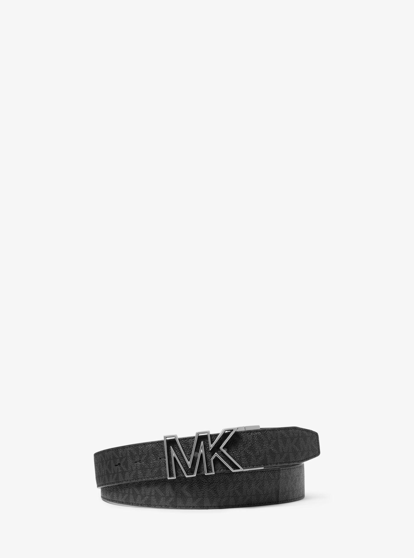Cinturón Michael Kors Reversible Logo Y Cuero Sintético Hombre - Gris Moderno