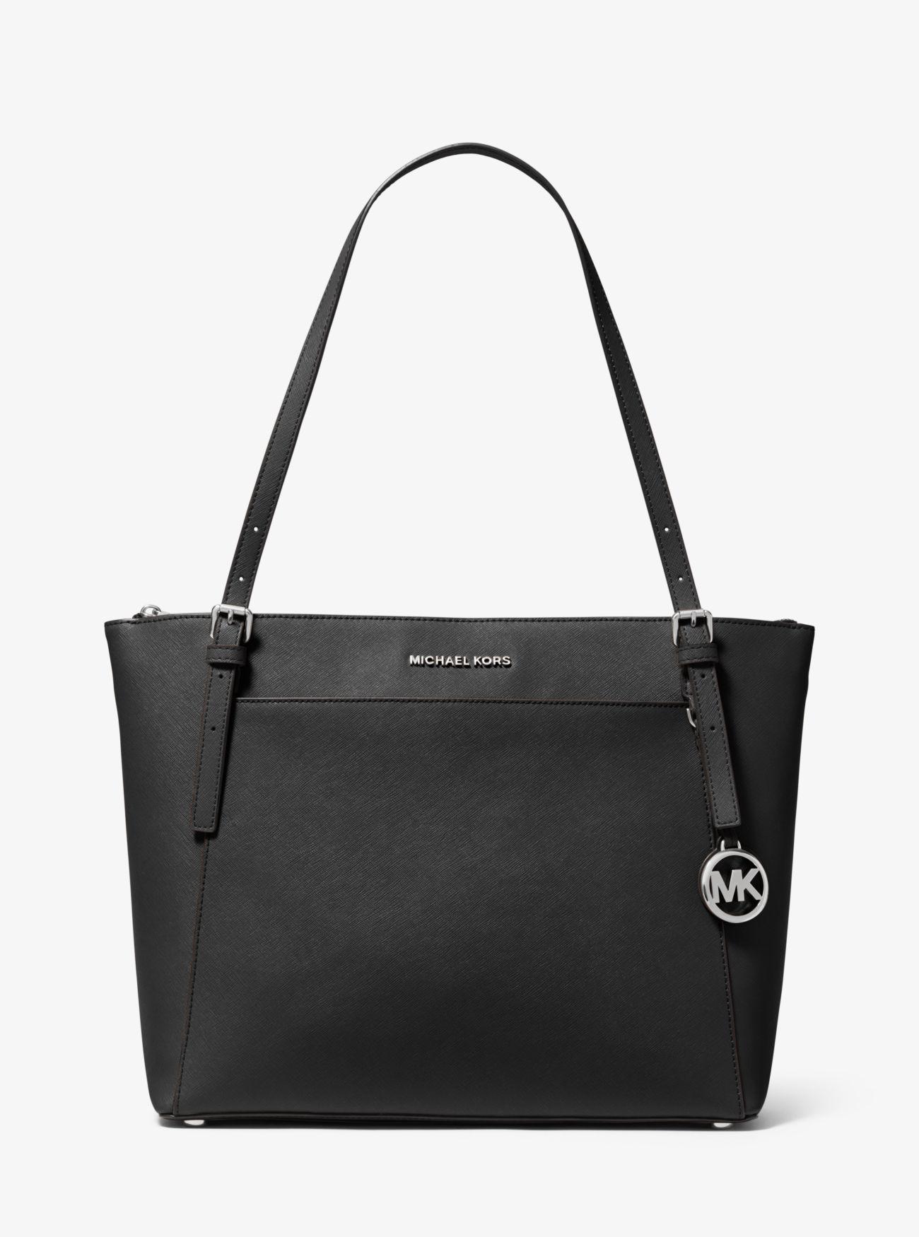 Michael Kors Voyager Large Saffiano Leather Top-zip Tote Bag in Black - Lyst
