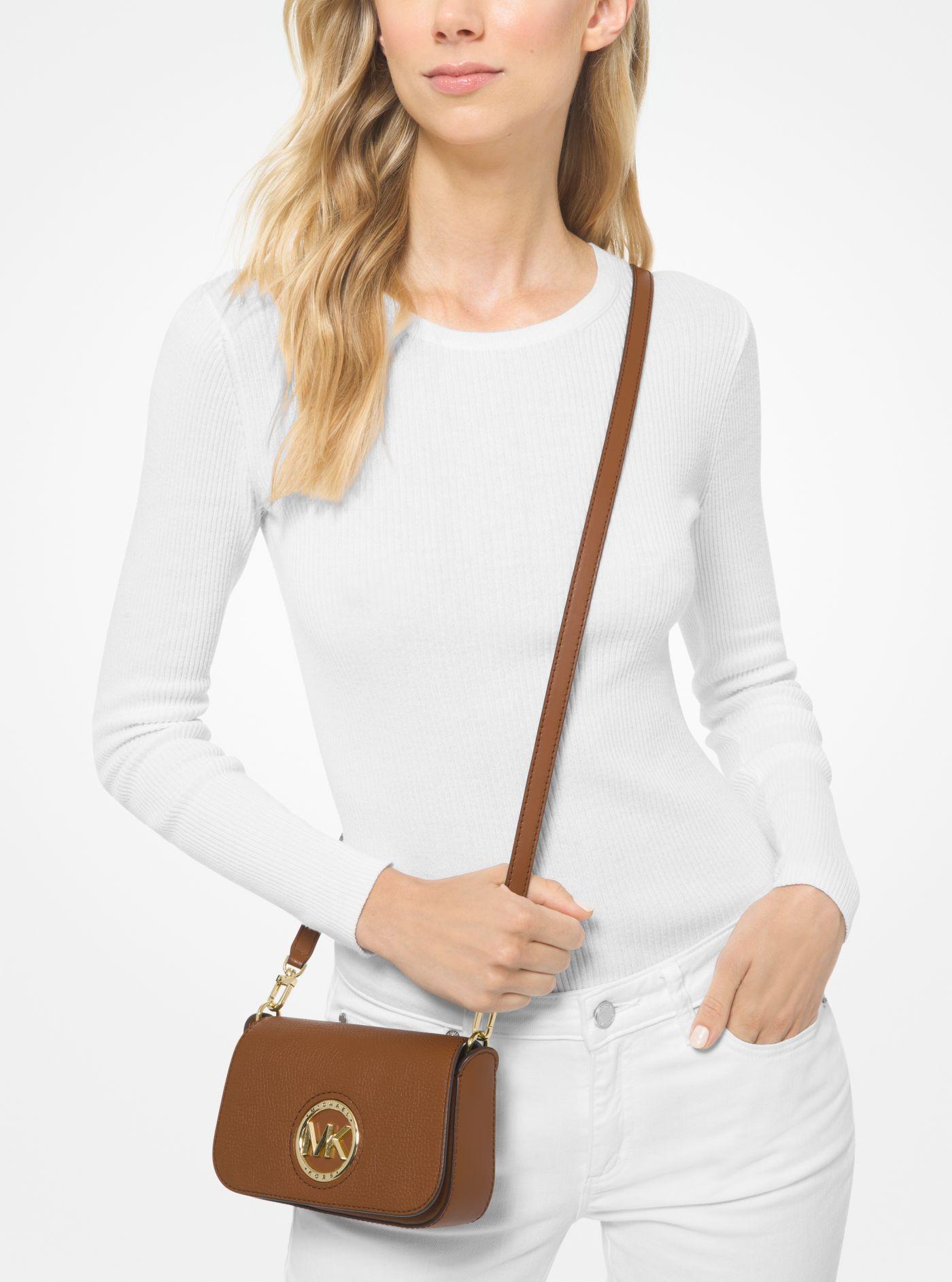 samira small pebbled leather messenger bag