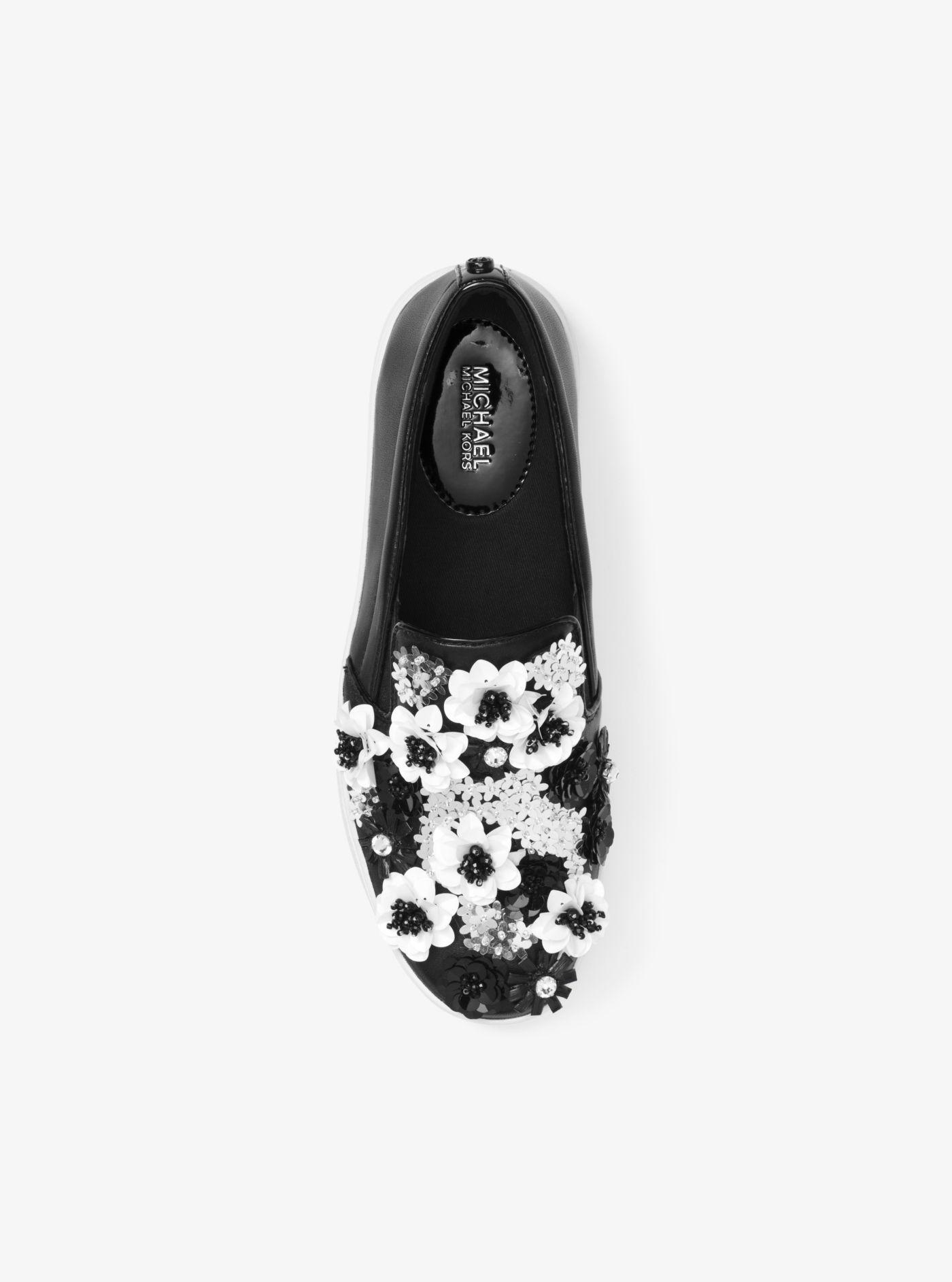 Michael Kors Trent Floral Sequined Slip-on Sneaker in Black | Lyst