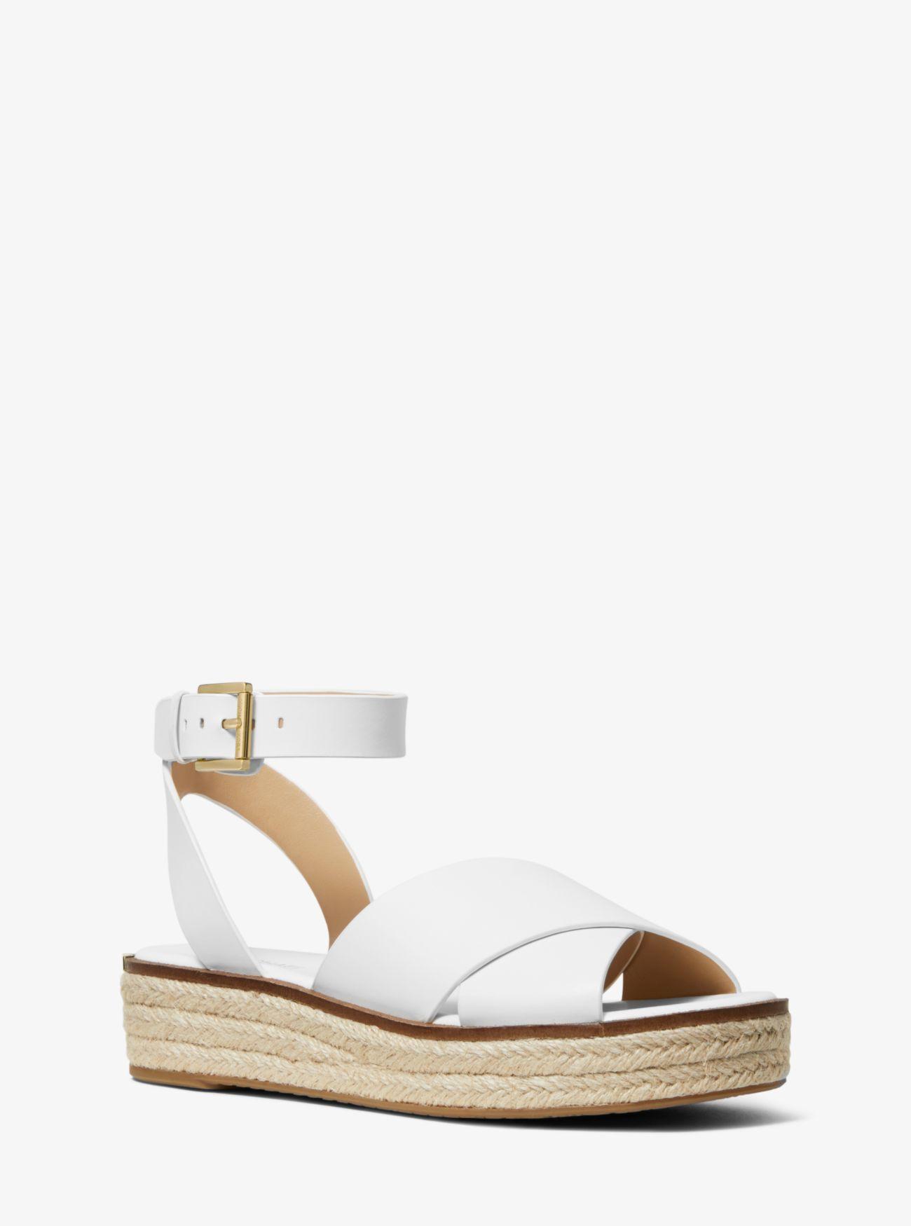 MICHAEL Michael Kors Leather Abbott Espadrille Sandals in White - Save 52% - Lyst