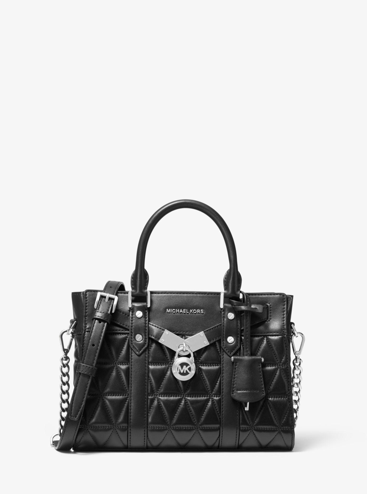 Michael Kors Nouveau Hamilton Small Quilted Leather Satchel in Black - Lyst