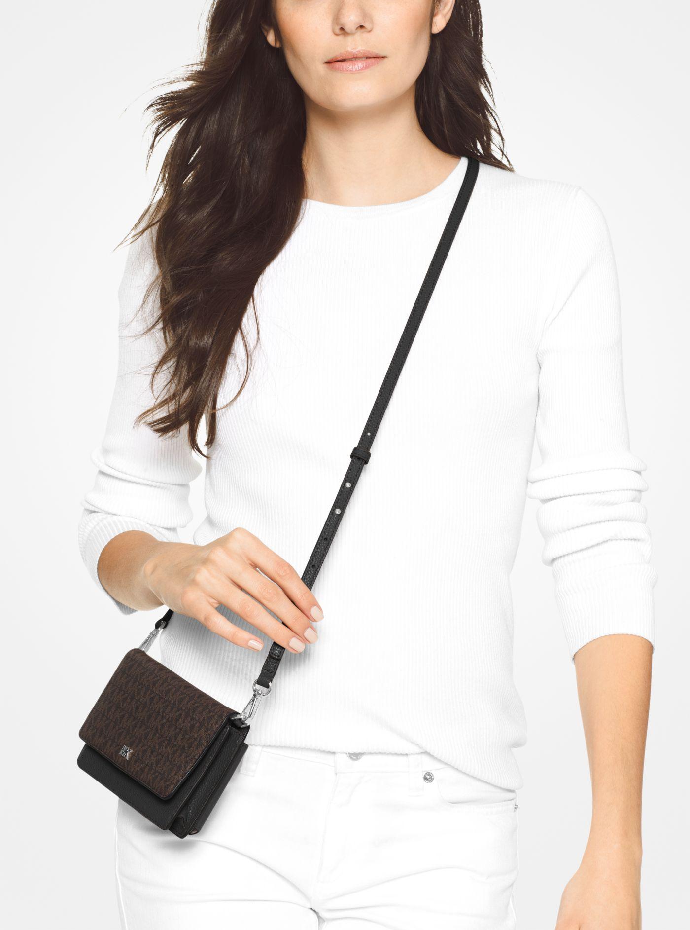 michael michael kors logo and leather convertible crossbody bag