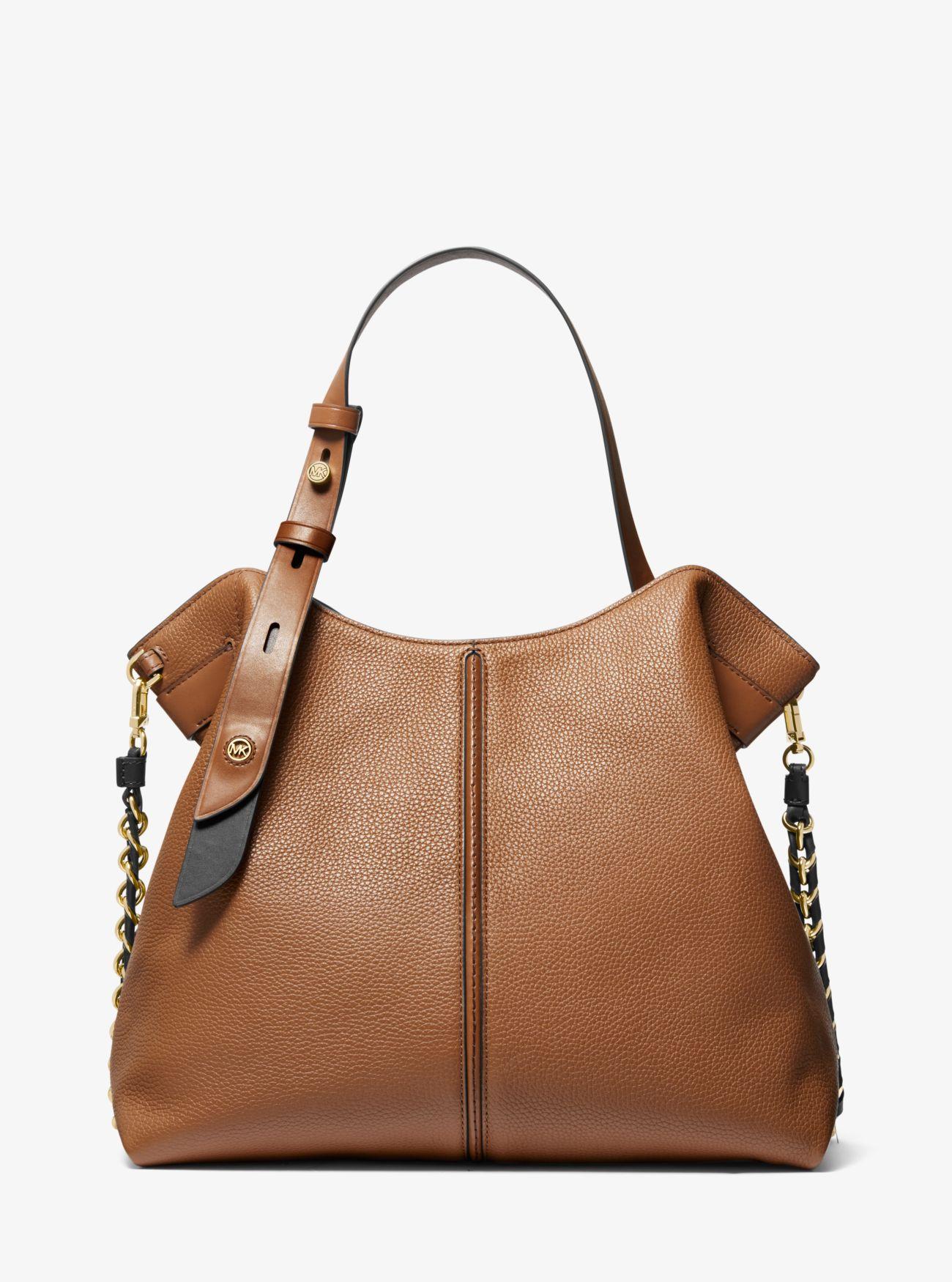Michael Kors Downtown Astor Large Pebbled Leather Shoulder Bag in Brown ...
