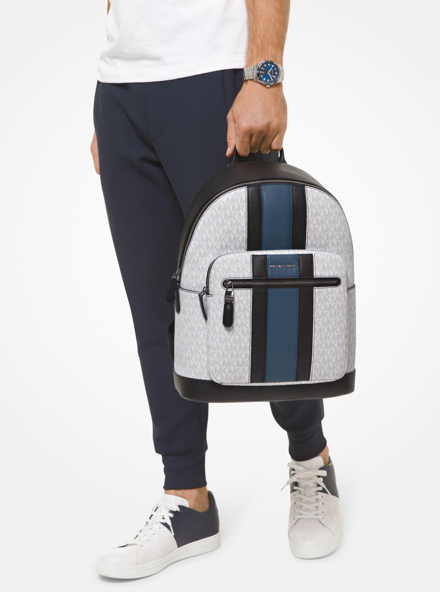 Arriba 69+ imagen michael kors hudson logo stripe backpack