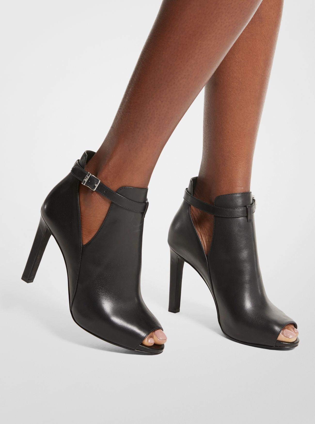 Michael Kors Lawson Leather Open toe Ankle Boot in Black Lyst UK
