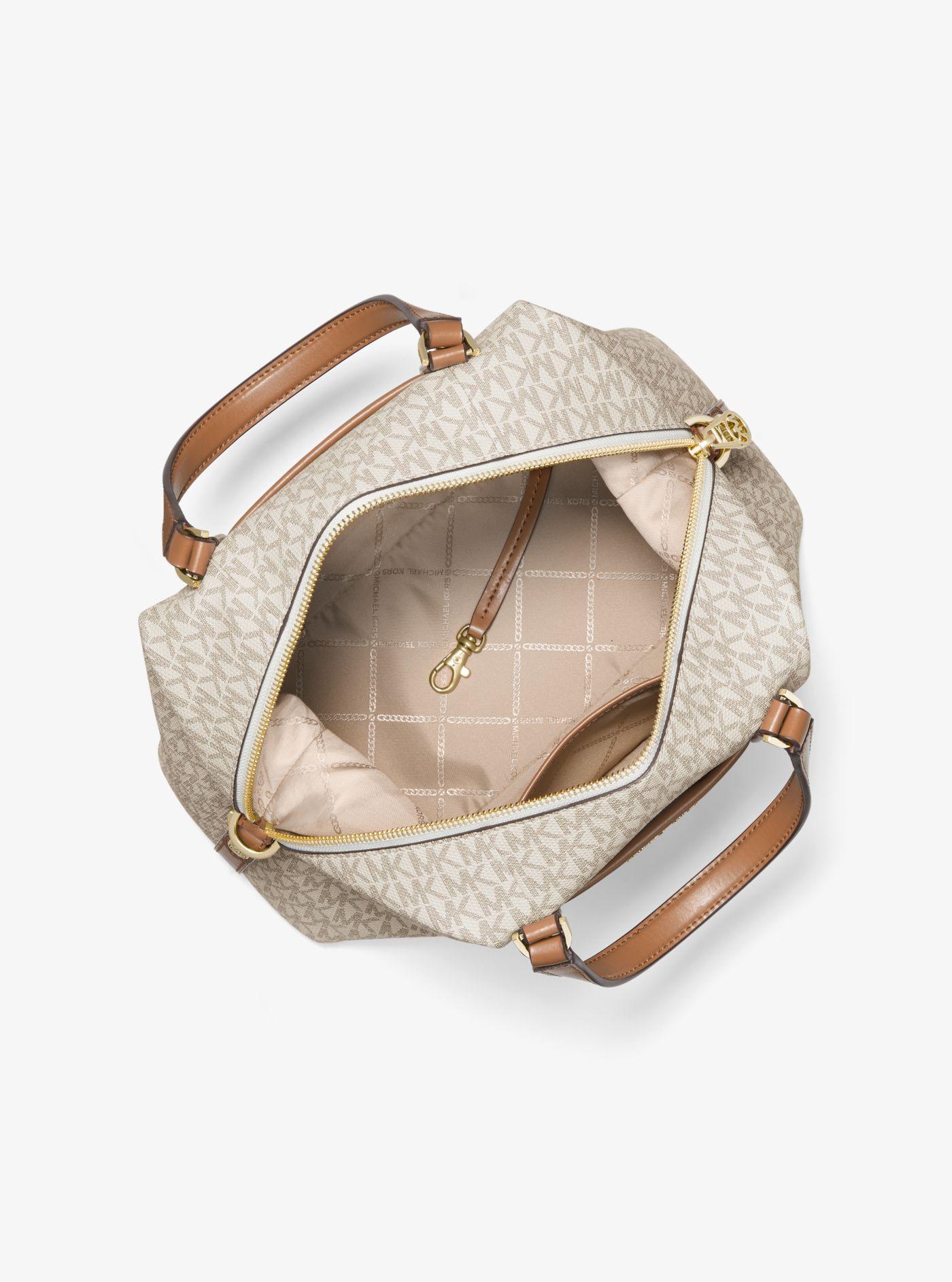 Womens Bags Satchel bags and purses Michael Kors Leather Beck Medium Satchel Signature Bag in Brown 