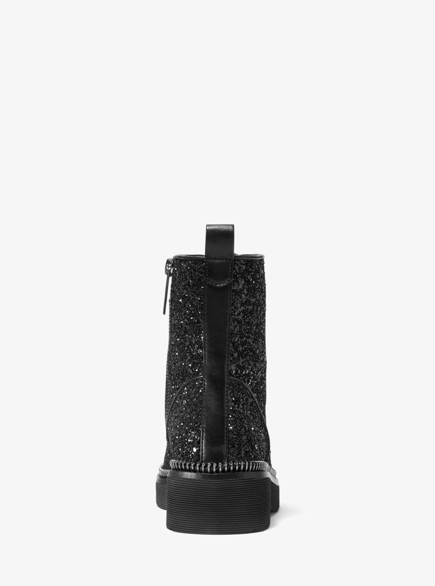 Michael Kors Haskell Glitter Combat Boot in Black | Lyst