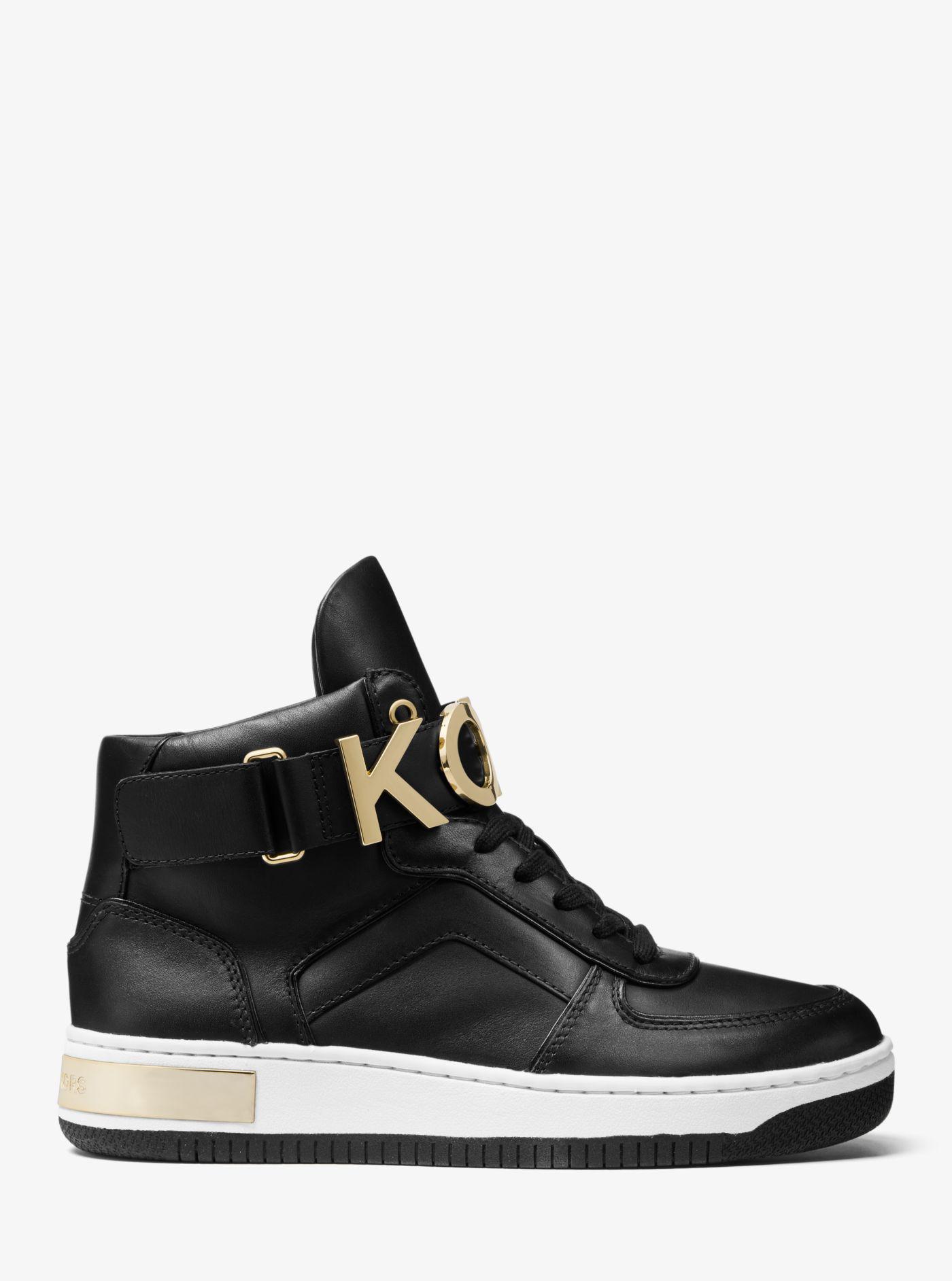 Michael Kors Cortlandt Embellished Leather High-top Sneaker in Black | Lyst