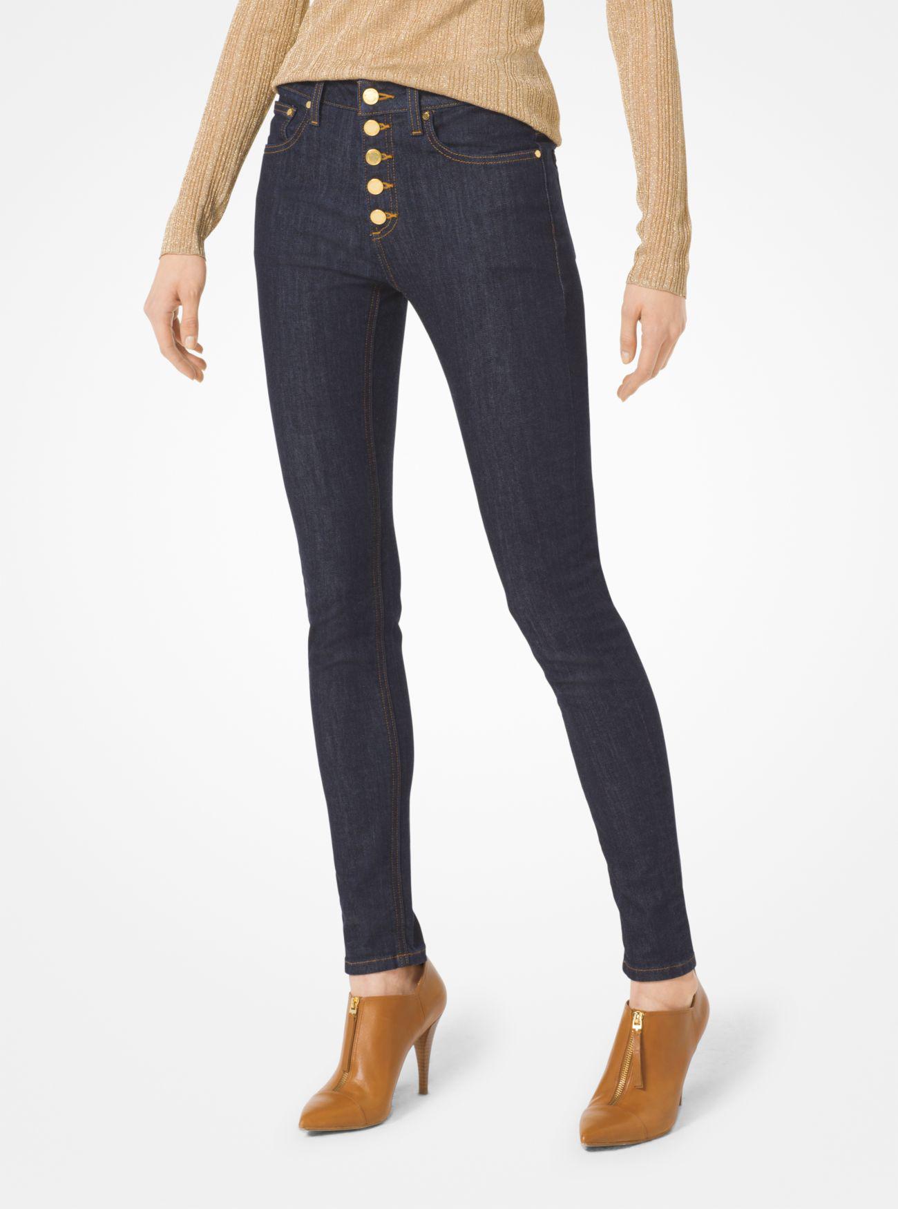 Michael Kors Denim Button front Skinny Jeans in Indigo (Blue) Lyst