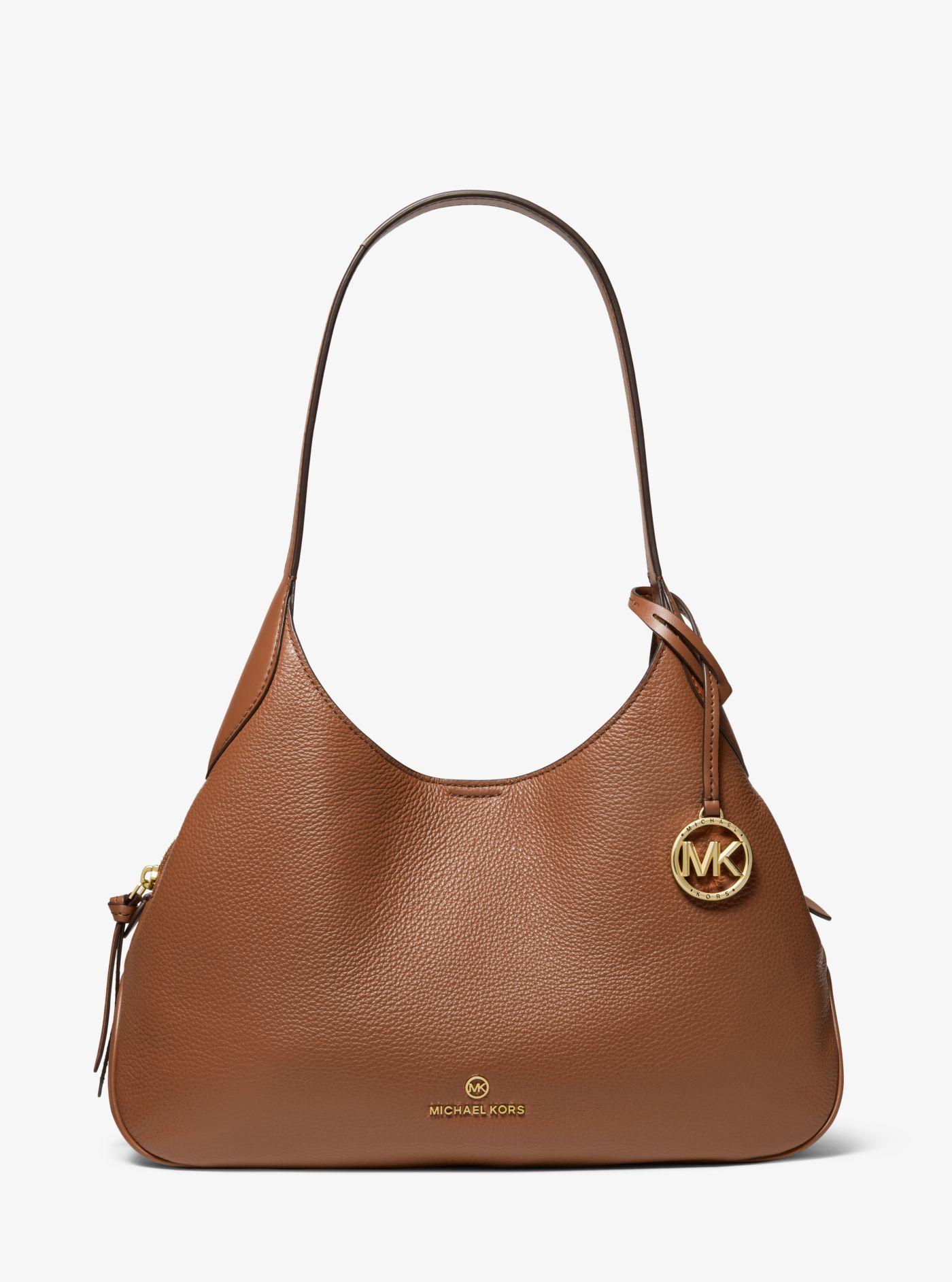 Michael Kors Kelsey Large Pebbled Leather Shoulder Bag in Brown | Lyst