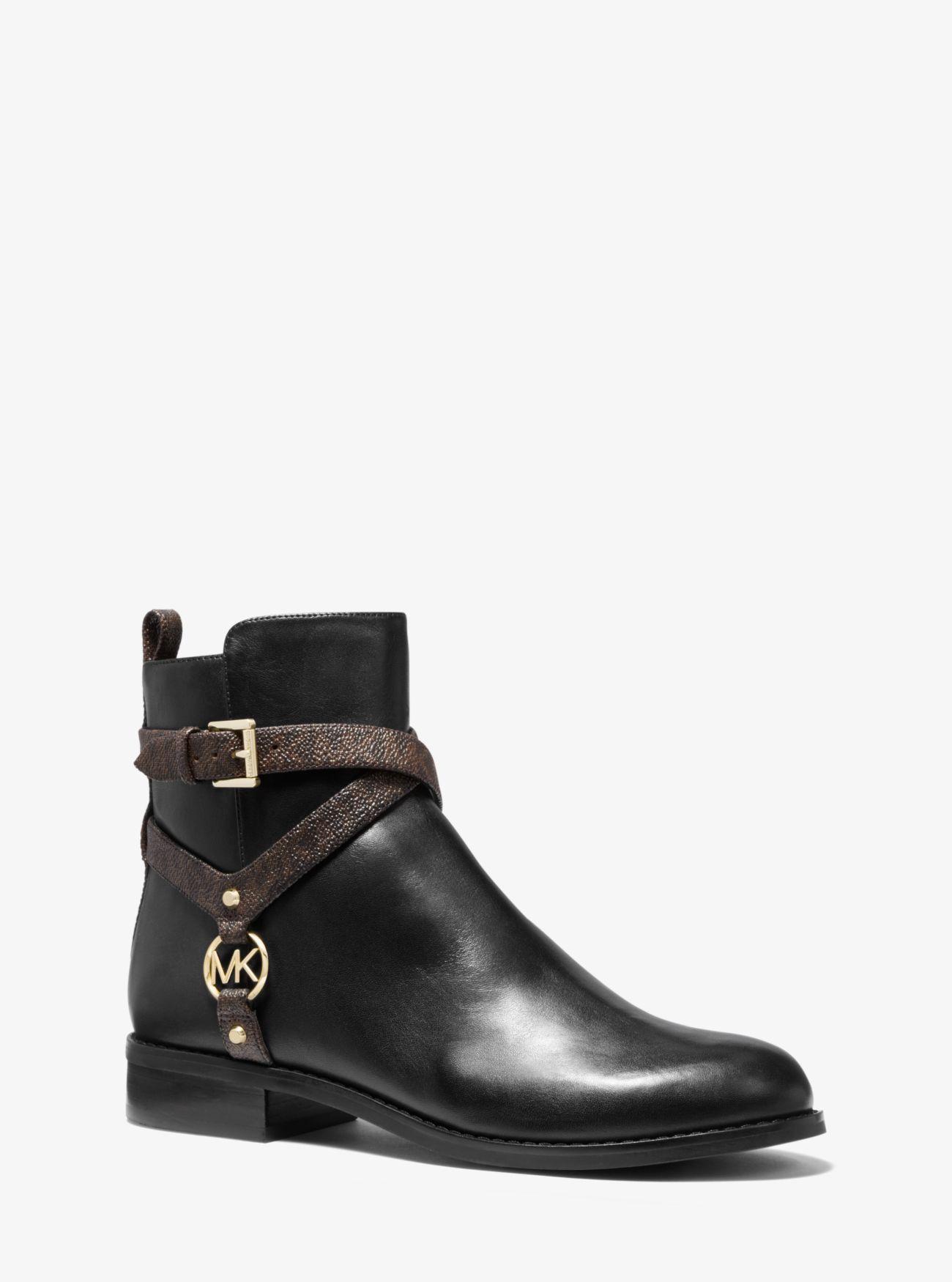 preston leather and logo ankle boot