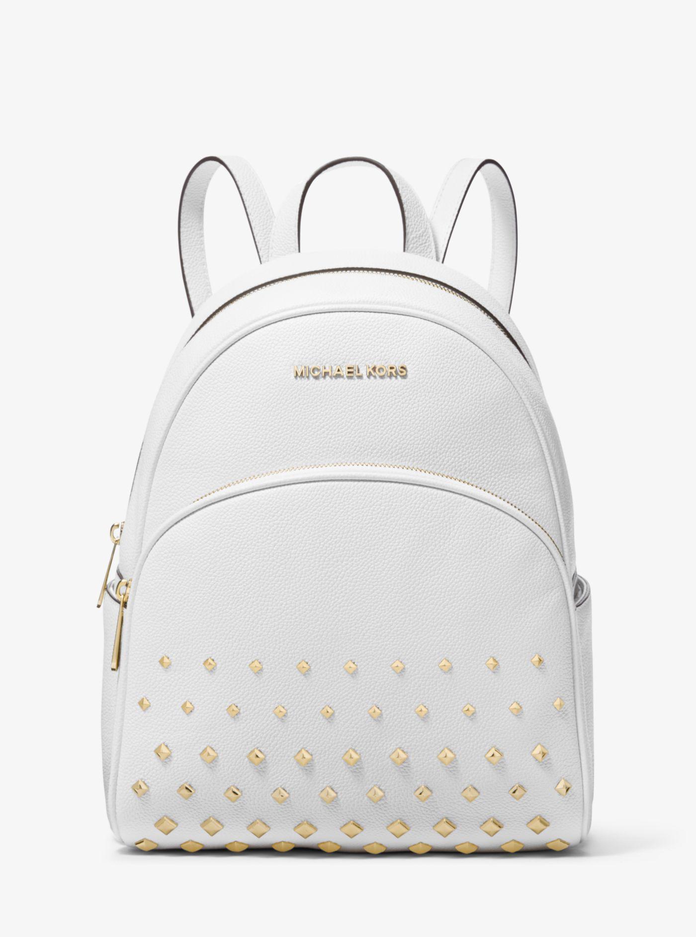 Michael Kors Abbey Medium Studded Backpack Leather White Bag | Lyst