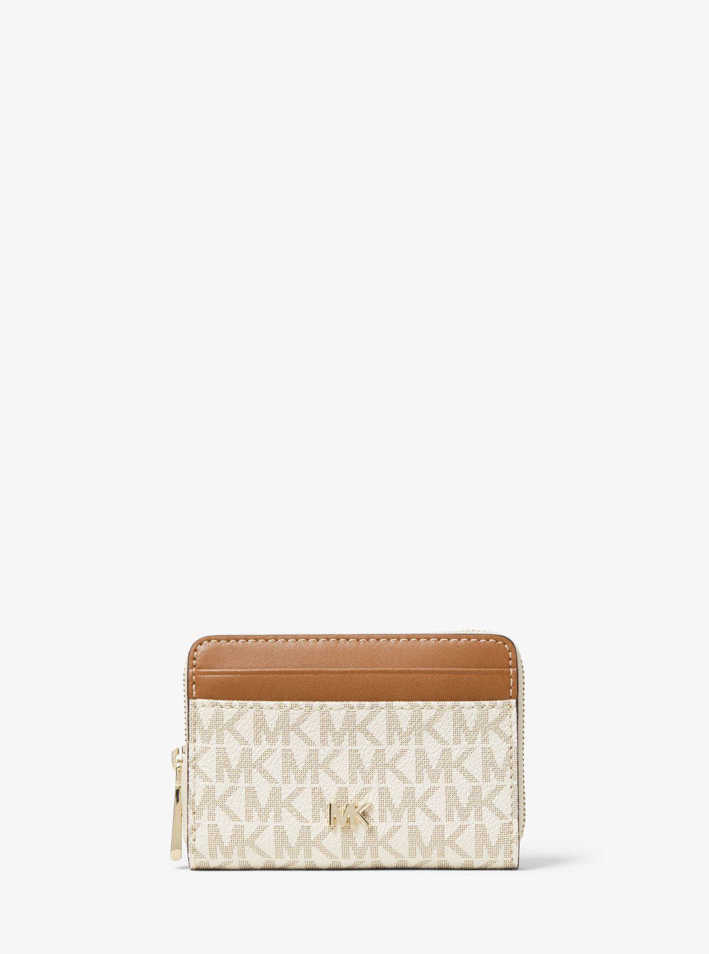 Michael Kors Small Logo And Leather Wallet in Brown | Lyst