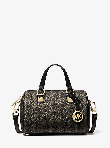Michael Kors Grayson Small Metallic Empire Monogram Duffel Crossbody Bag in Black Lyst UK