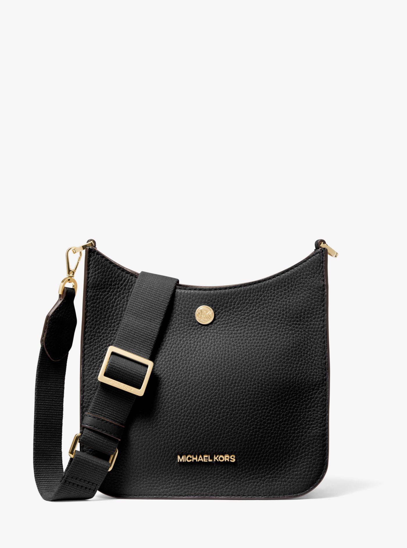 Michael Kors Briley Small Pebbled Leather Messenger Bag in Black | Lyst
