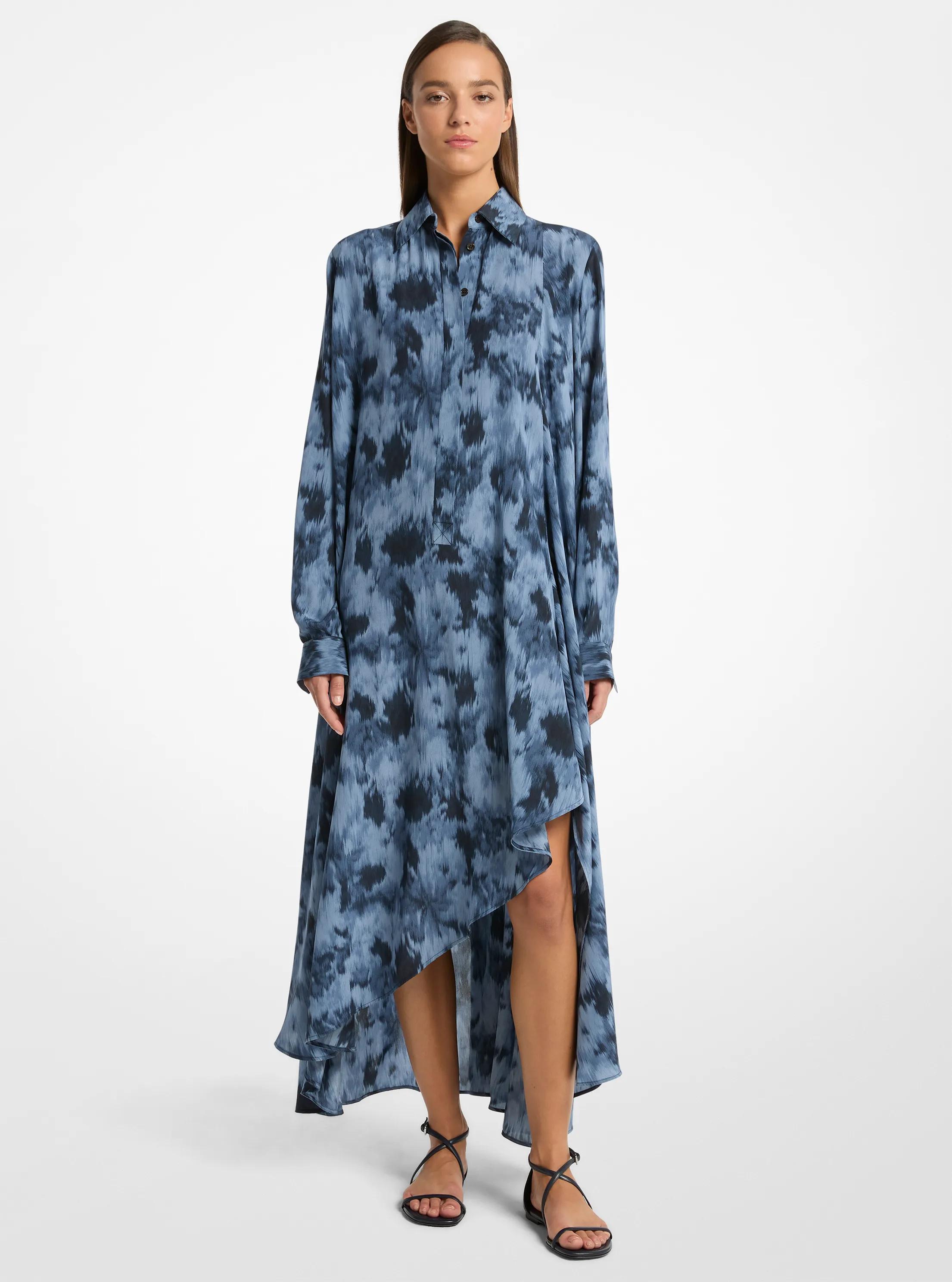 michael michael kors maxi shirt dress Michael Kors Blue & White Striped, Maxi T-Shirt Dress, stretch, Gold neckline M
