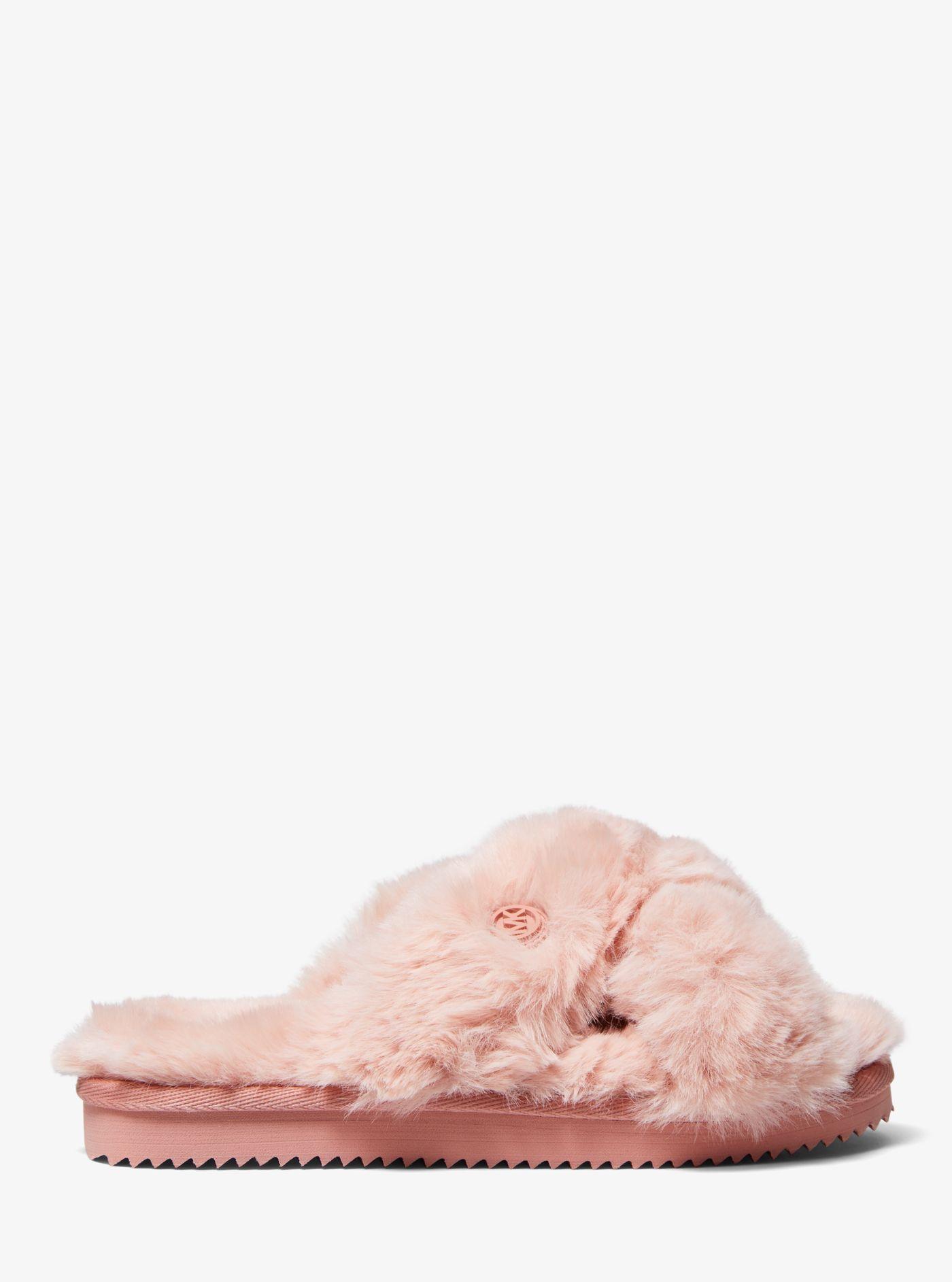 Michael Kors Lala Faux Fur Slide Sandal in Pink | Lyst