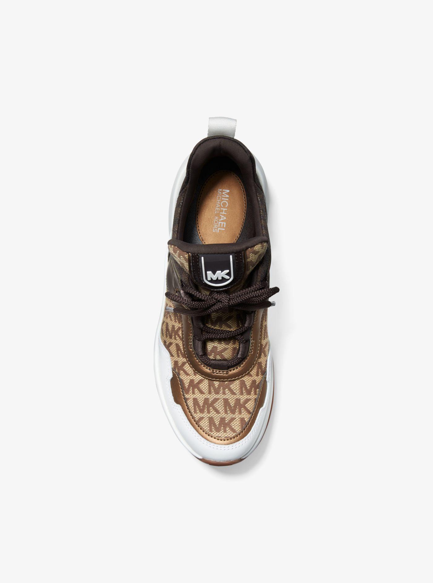 michael kors olympia mesh and logo trainer